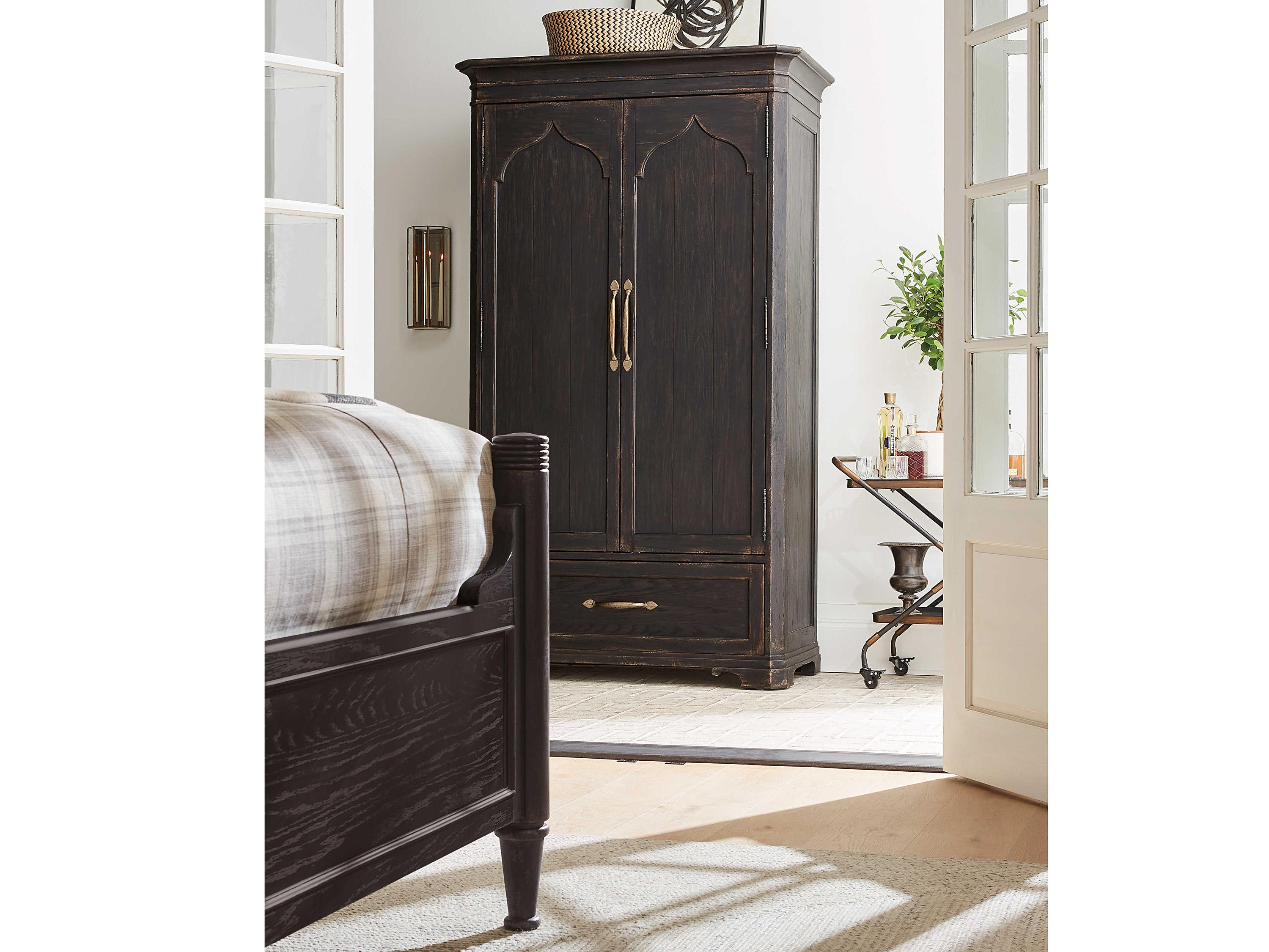Hooker Furniture Americana Black Brown Oak Wood Wardrobe Armoire