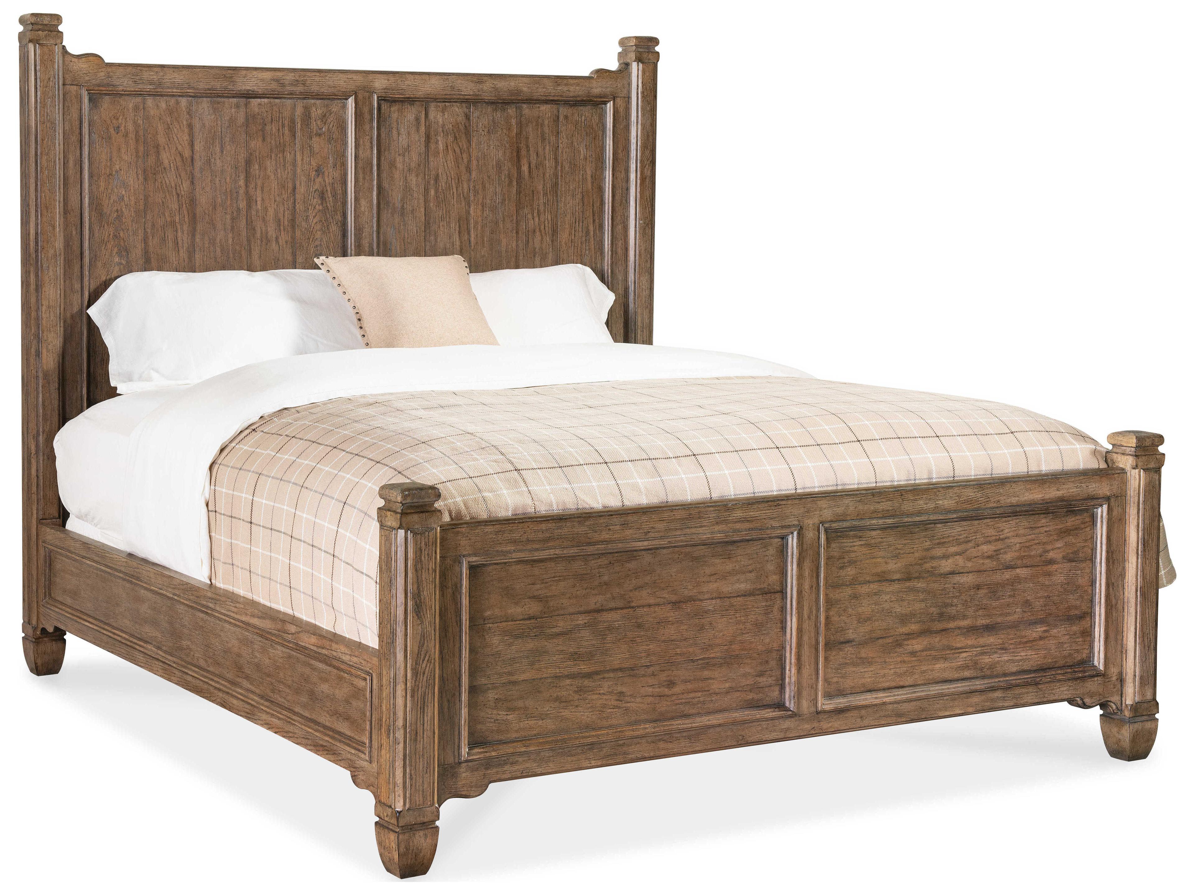 Hooker Furniture Americana Brown Oak Wood Queen Panel Bed