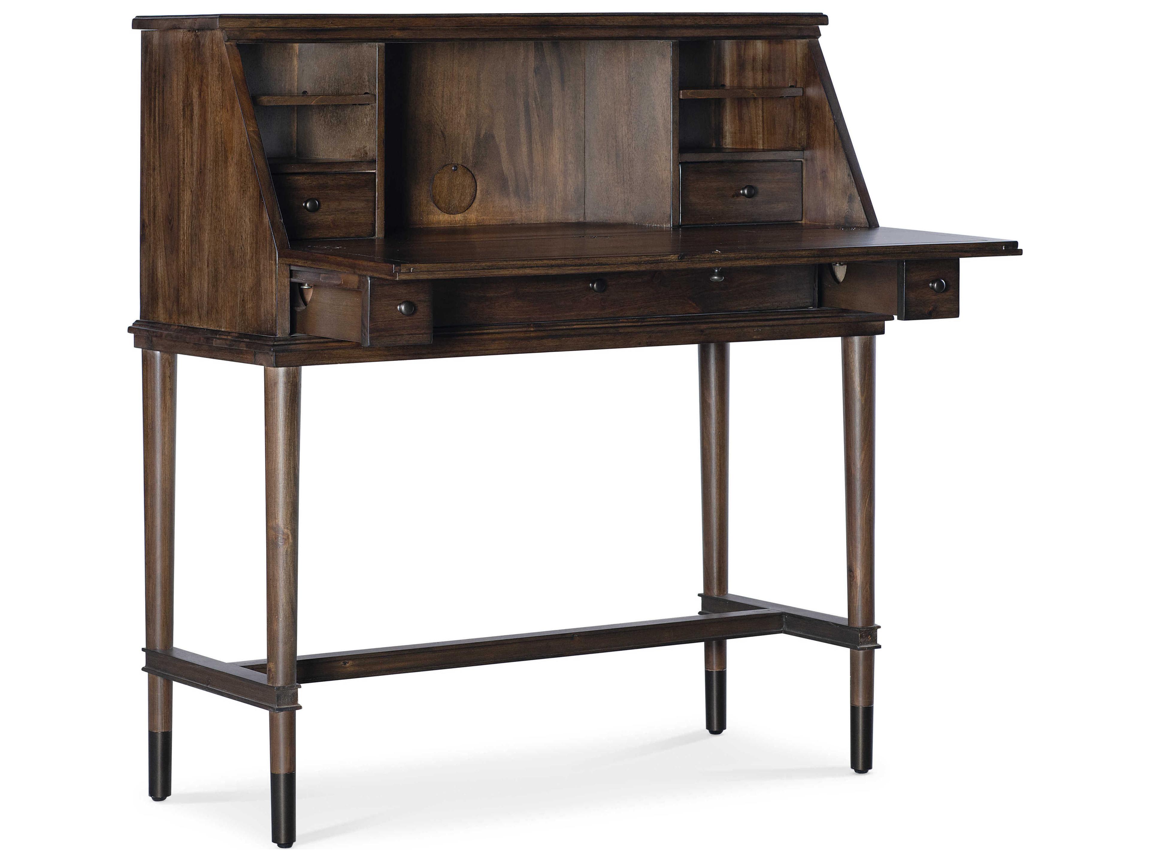 Hooker Furniture Commerce and Market Secretariat Dark Natural Brown Acacia Wood Secretary Desk