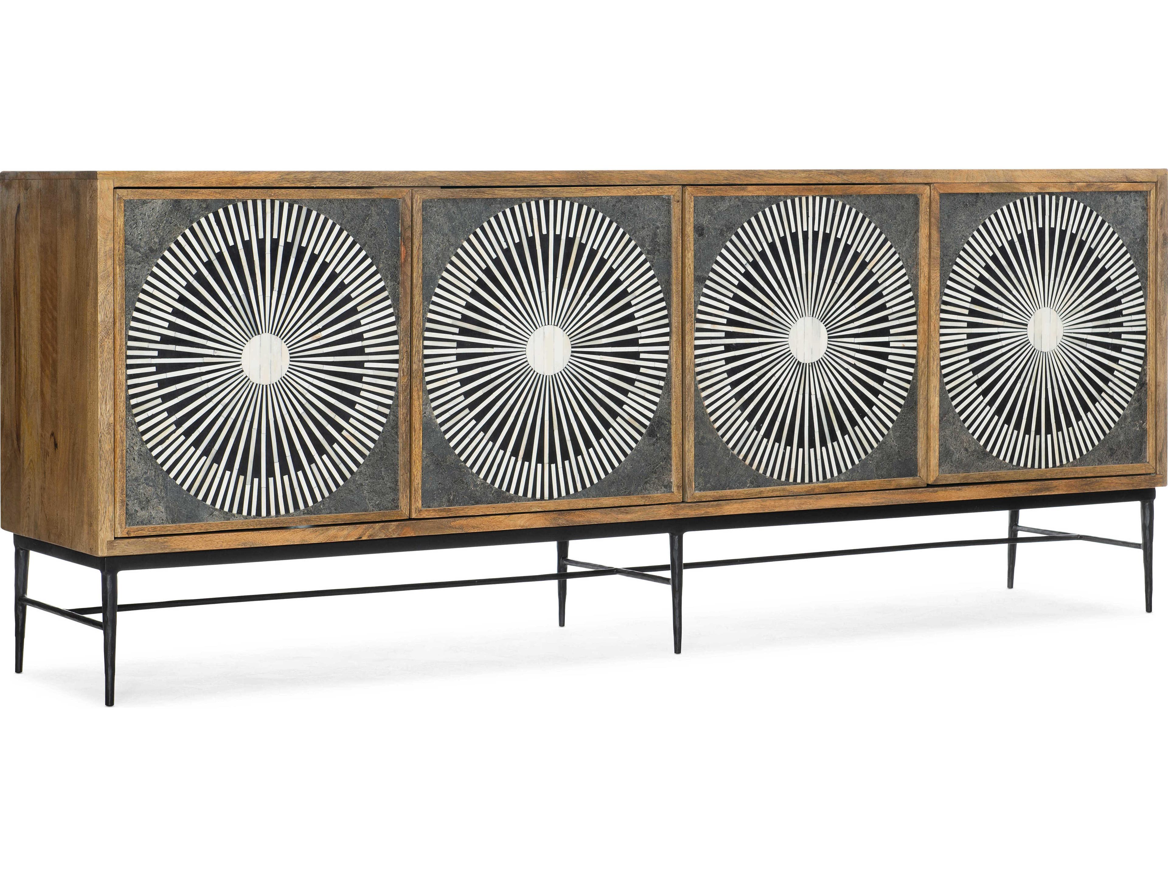 Hooker Furniture Commerce And Market Giovanni 80" Mango Wood Natural Charcoal Media Console