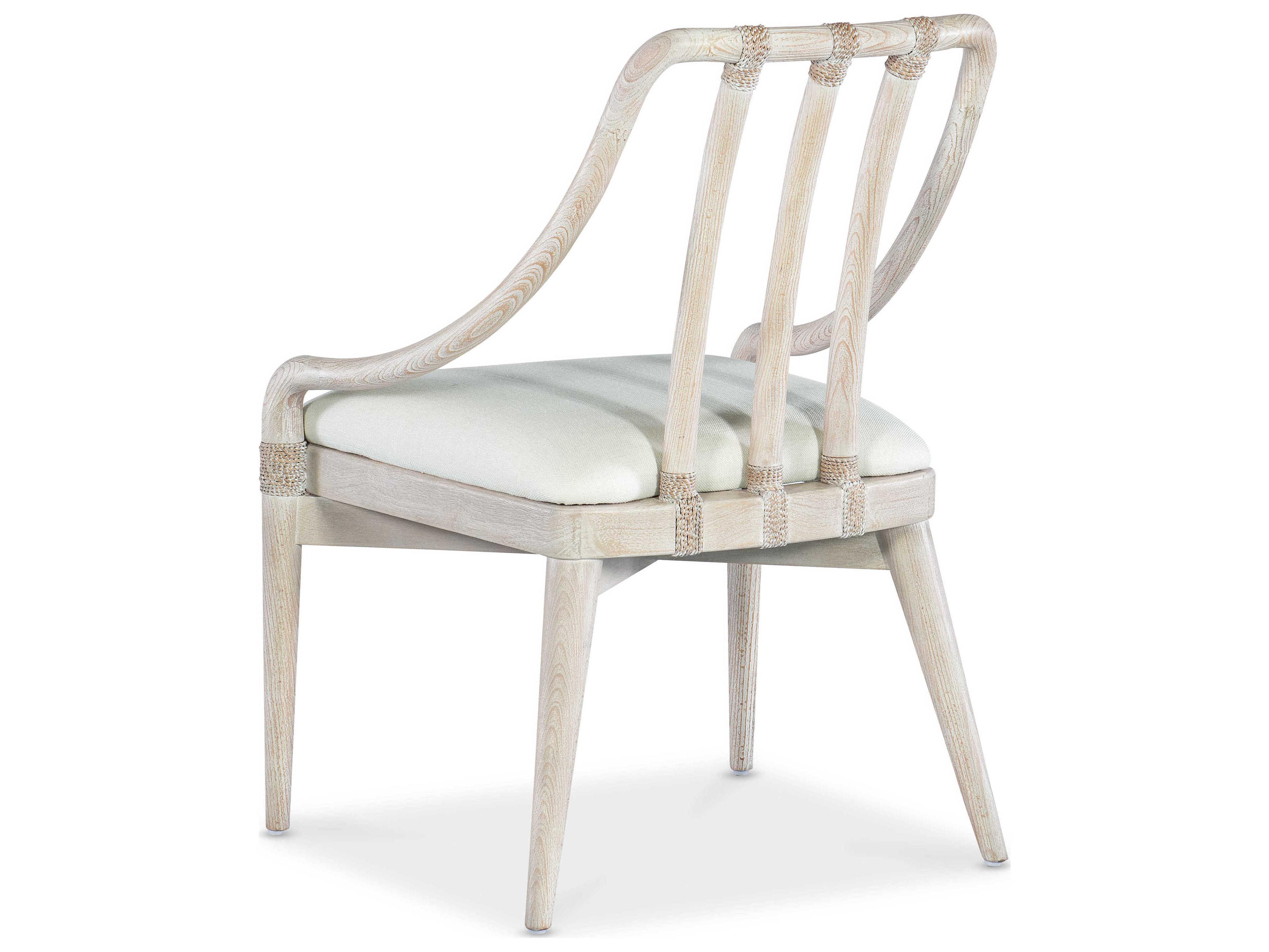 Hooker Furniture Commerce and Market Seaside Fabric Solid Wood White Upholstered Arm Dining Chair