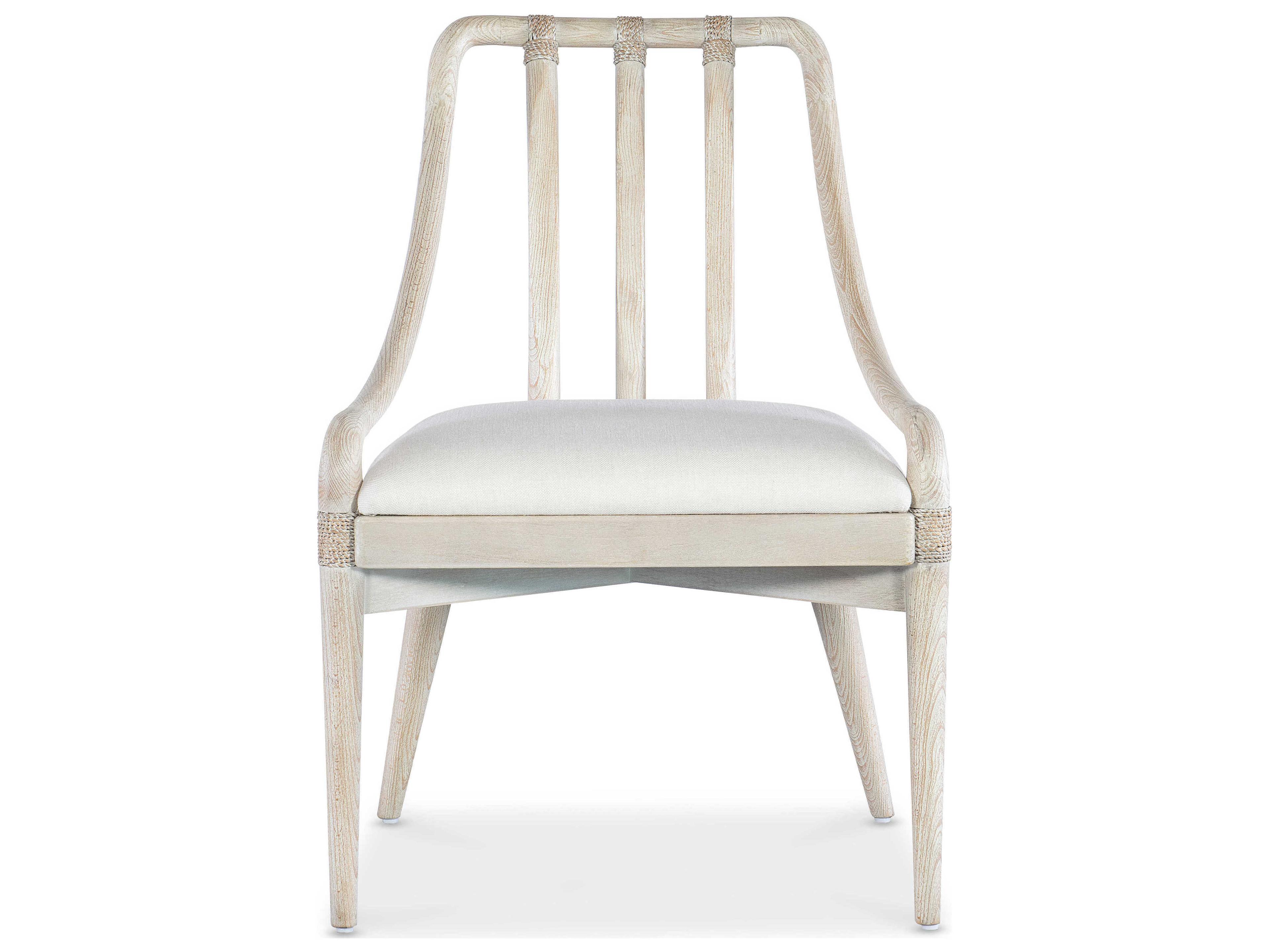 Hooker Furniture Commerce and Market Seaside Fabric Solid Wood White Upholstered Arm Dining Chair