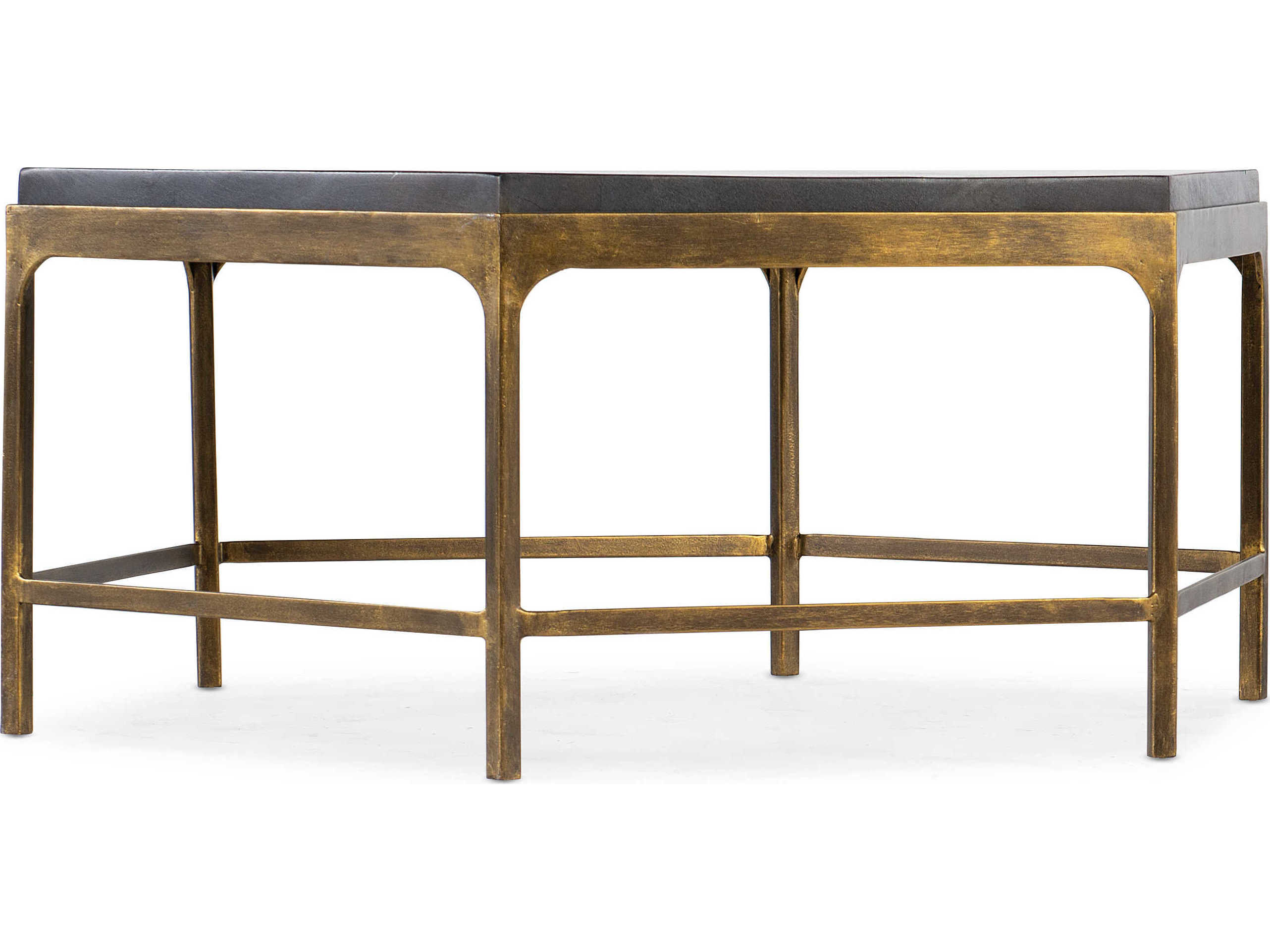 Luxecor Heritage Octavius Hexagon Dark Wood Gold Cocktail Table