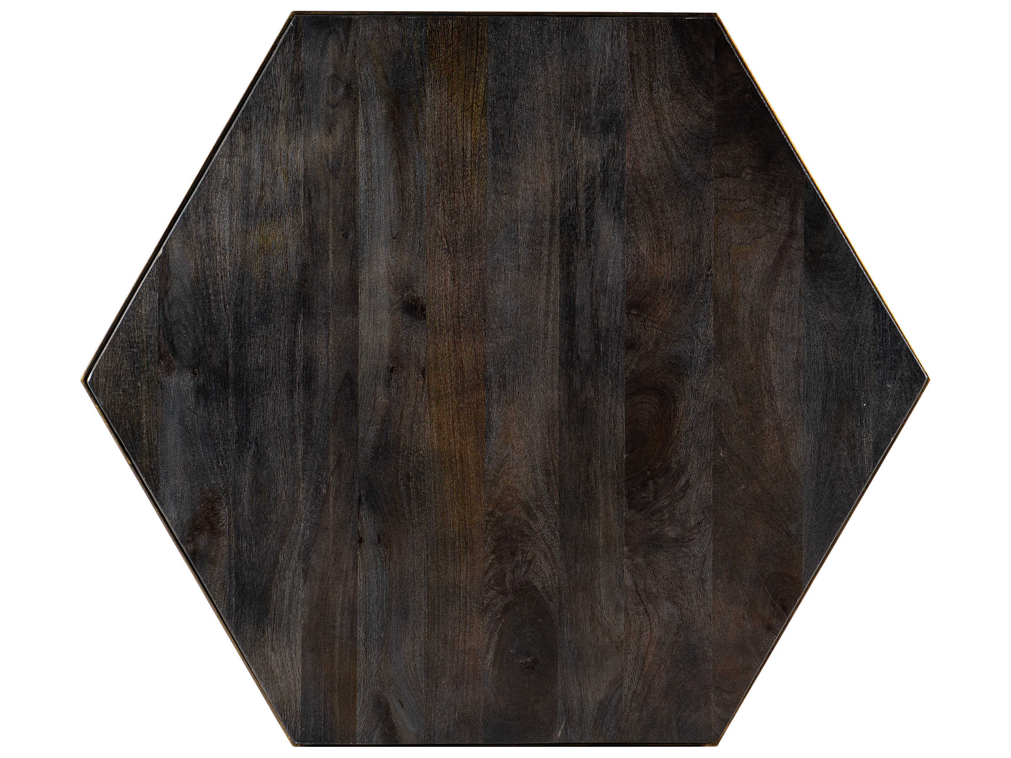 Luxecor Heritage Octavius Hexagon Dark Wood Gold Cocktail Table