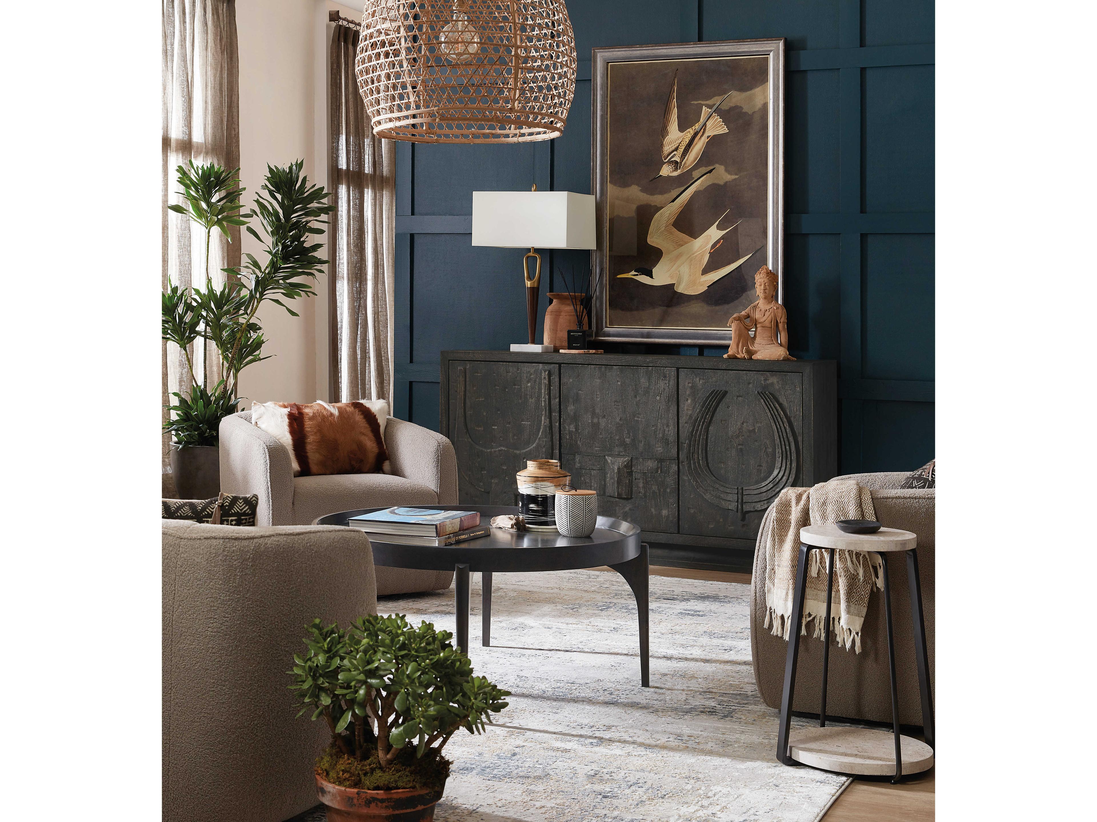 Hooker Furniture Commerce And Market Round Dark Wood Cocktail Table