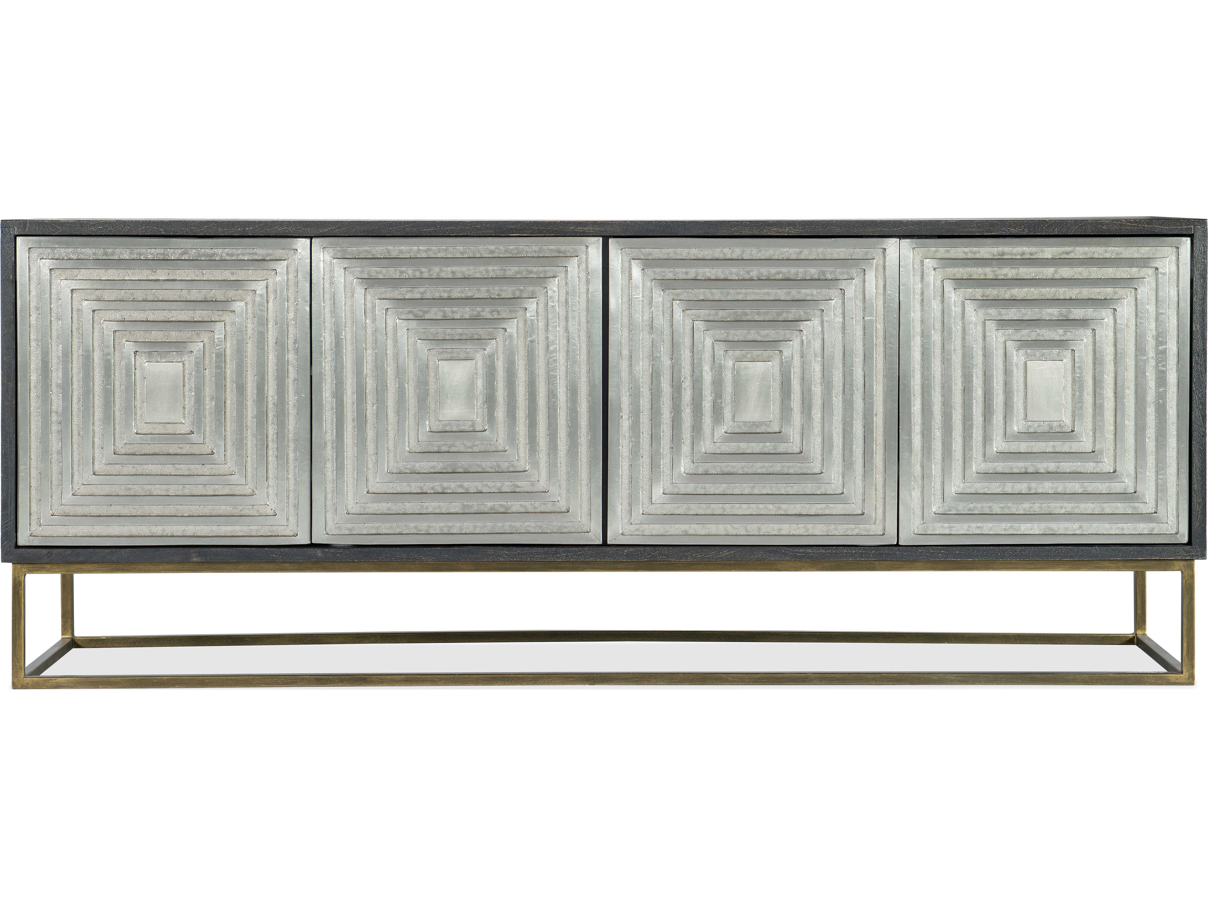 Hooker Furniture Commerce and Market Dimensions 80" Mango Wood Black Silver Credenza Sideboard