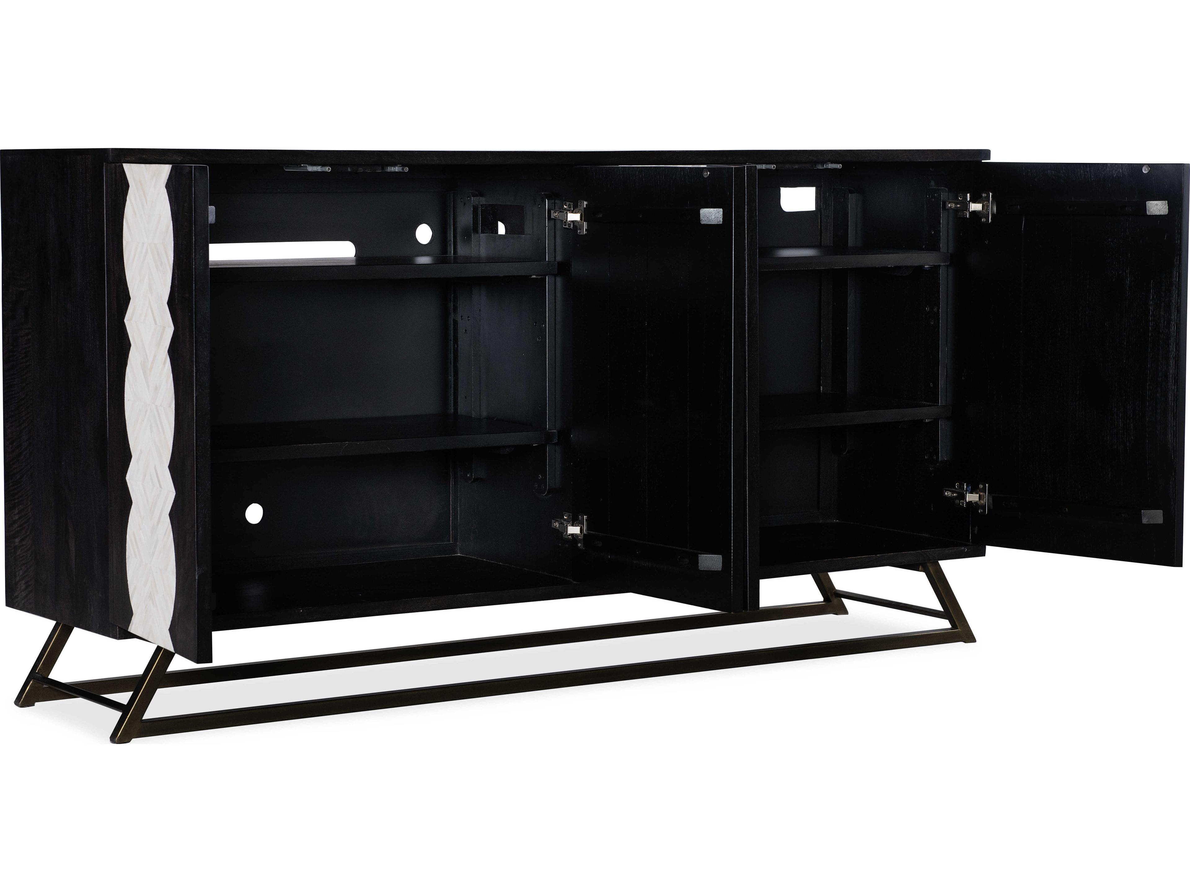 Hooker Furniture Commerce and Market Moroccan 72" Mango Wood Black Bone Inlay Credenza Sideboard