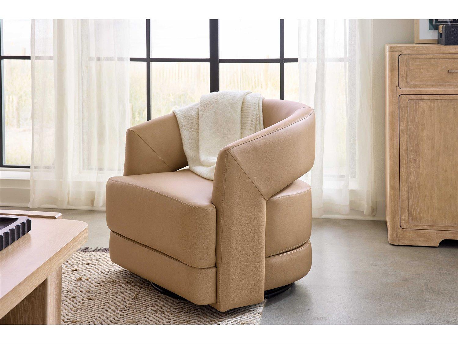 Hooker Furniture Cc Keys Swivel Beige Leather Accent Chair