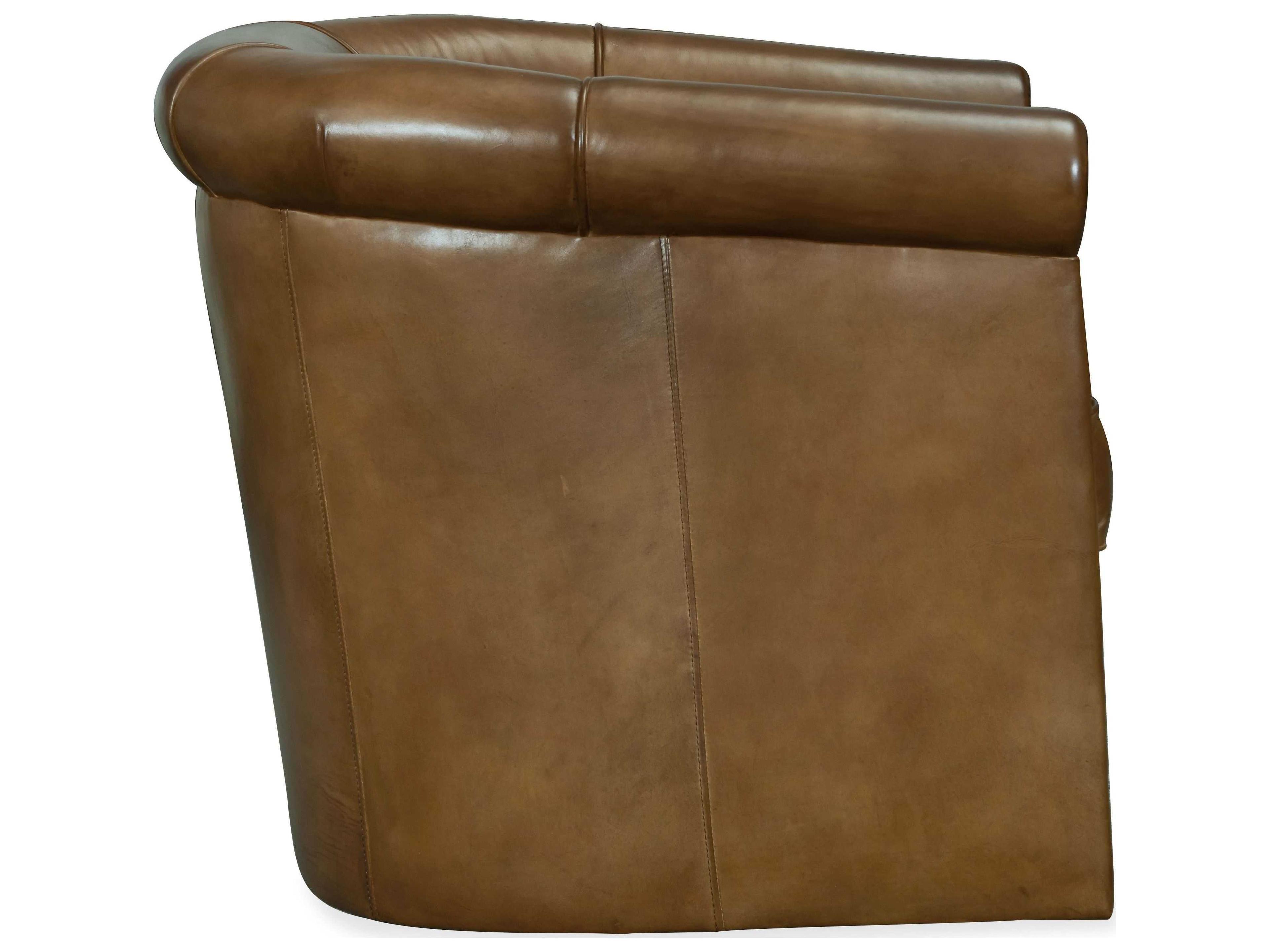 Hooker Furniture Axton Swivel Brown Leather Accent Chair