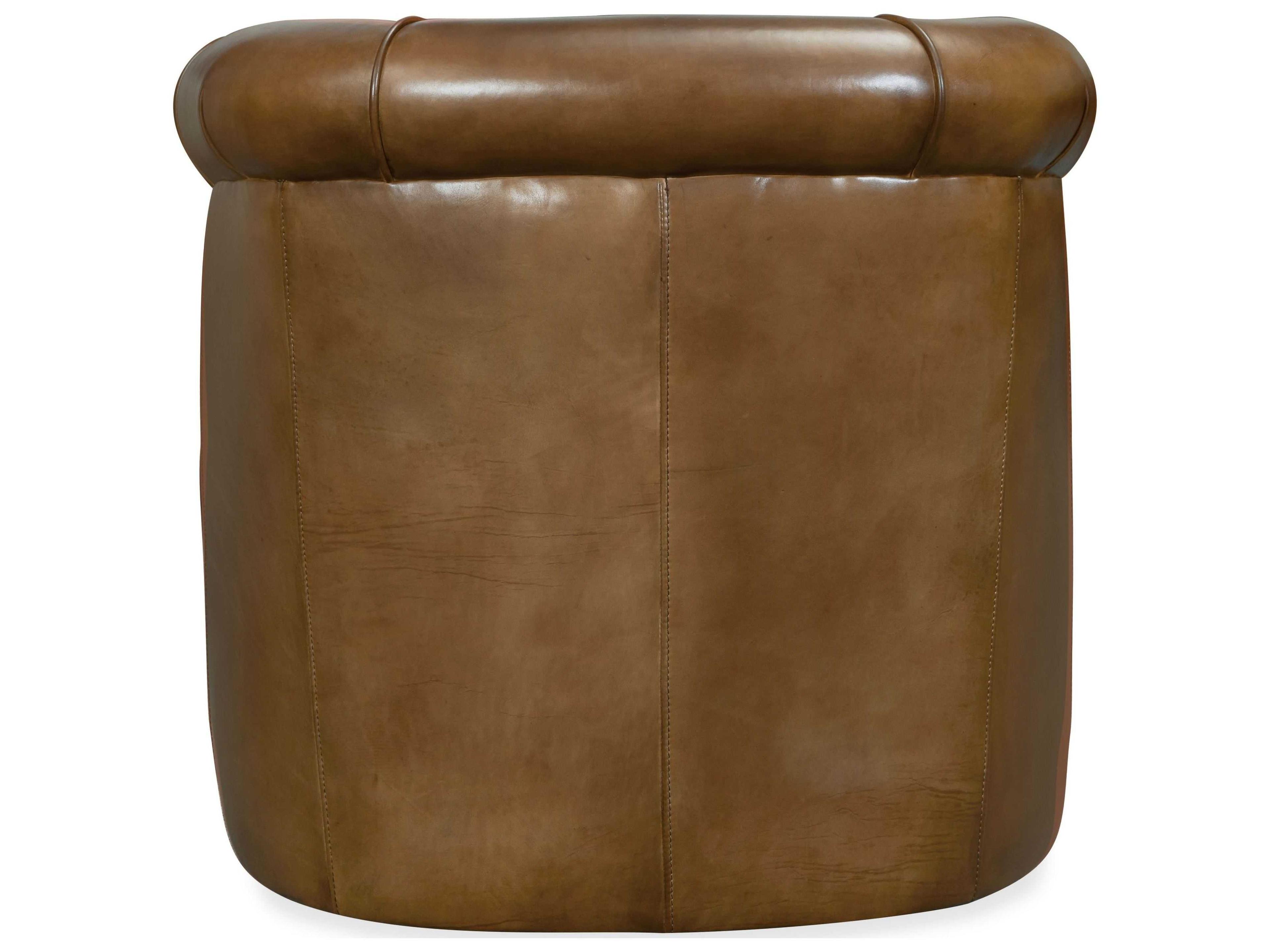 Hooker Furniture Axton Swivel Brown Leather Accent Chair