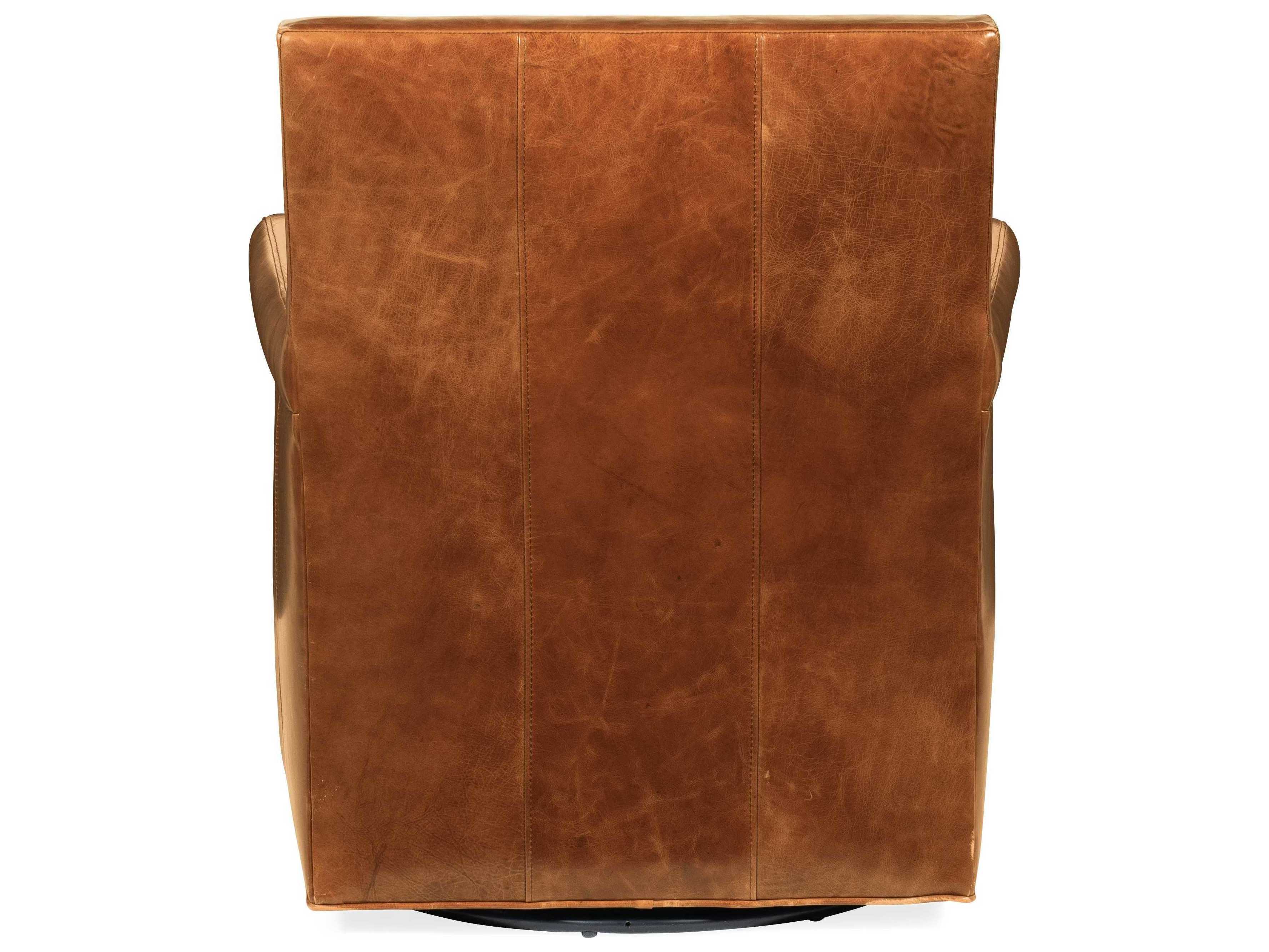 Hooker Furniture Jilian Swivel Brown Leather Club Chair