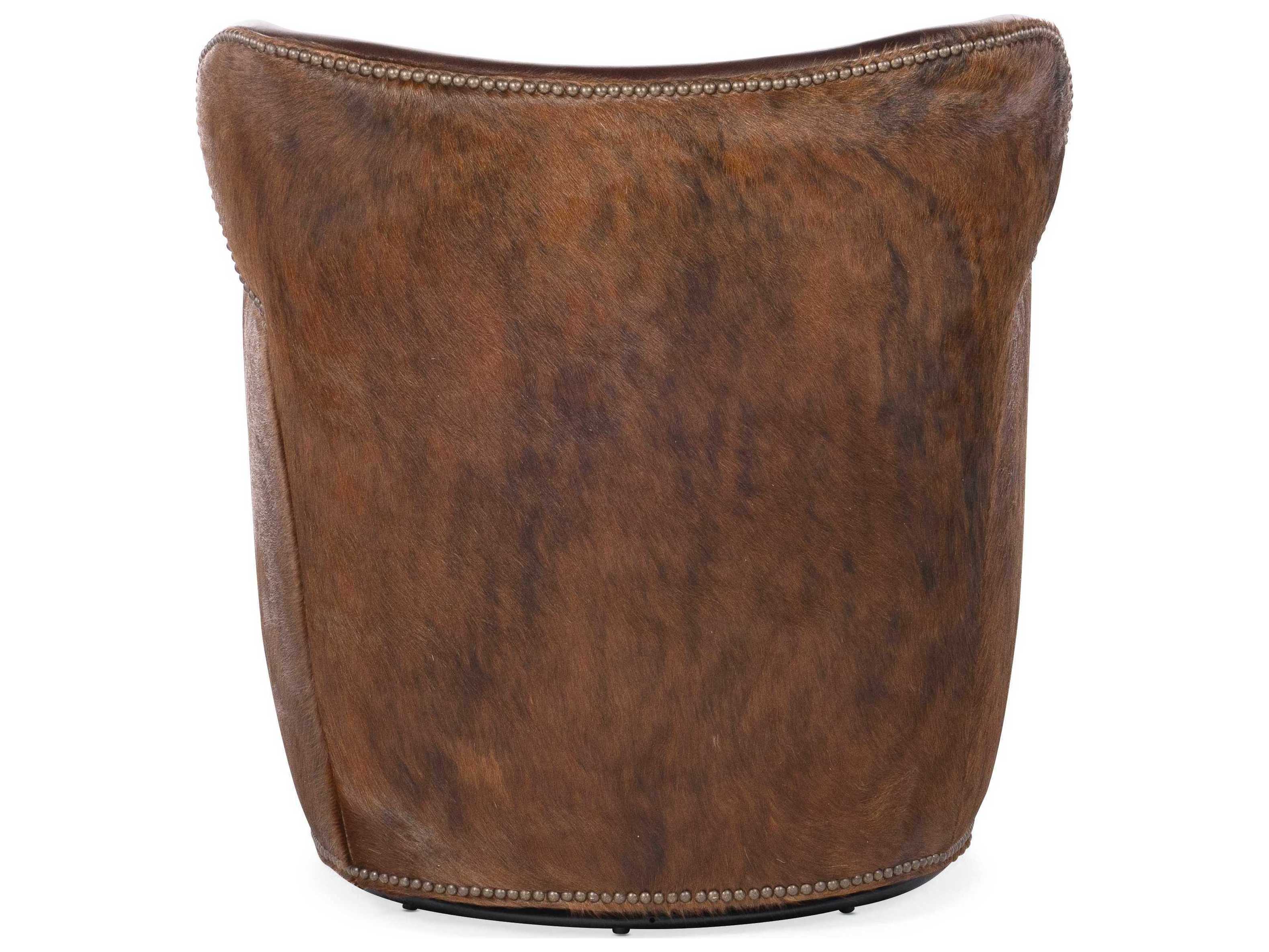 Luxecor Kato Swivel Brown Leather Accent Chair with Dark HOH