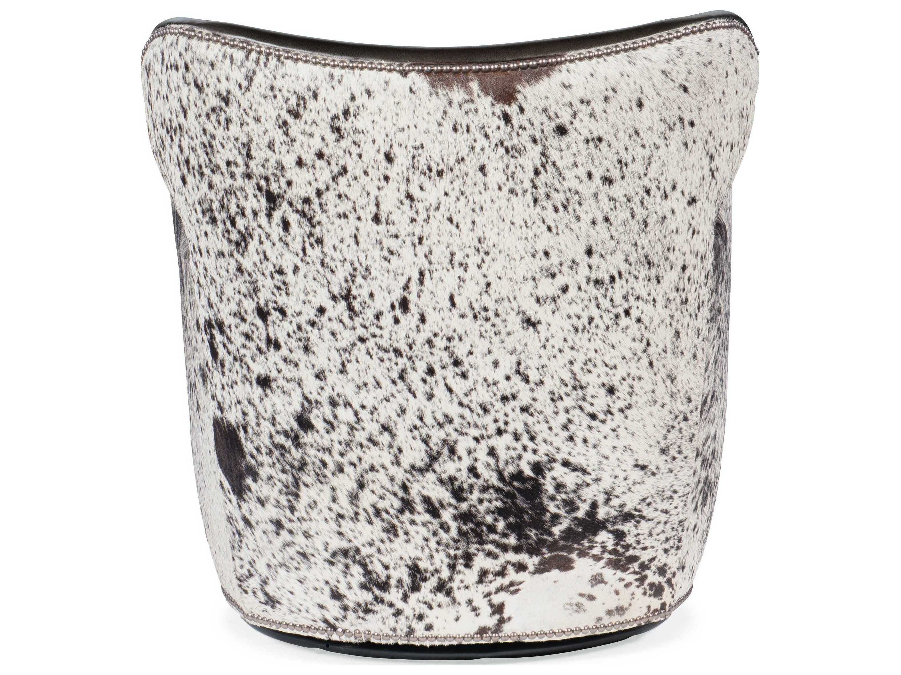 Hooker Furniture Kato Swivel Black Leather Accent Chair with Salt Pepper HOH