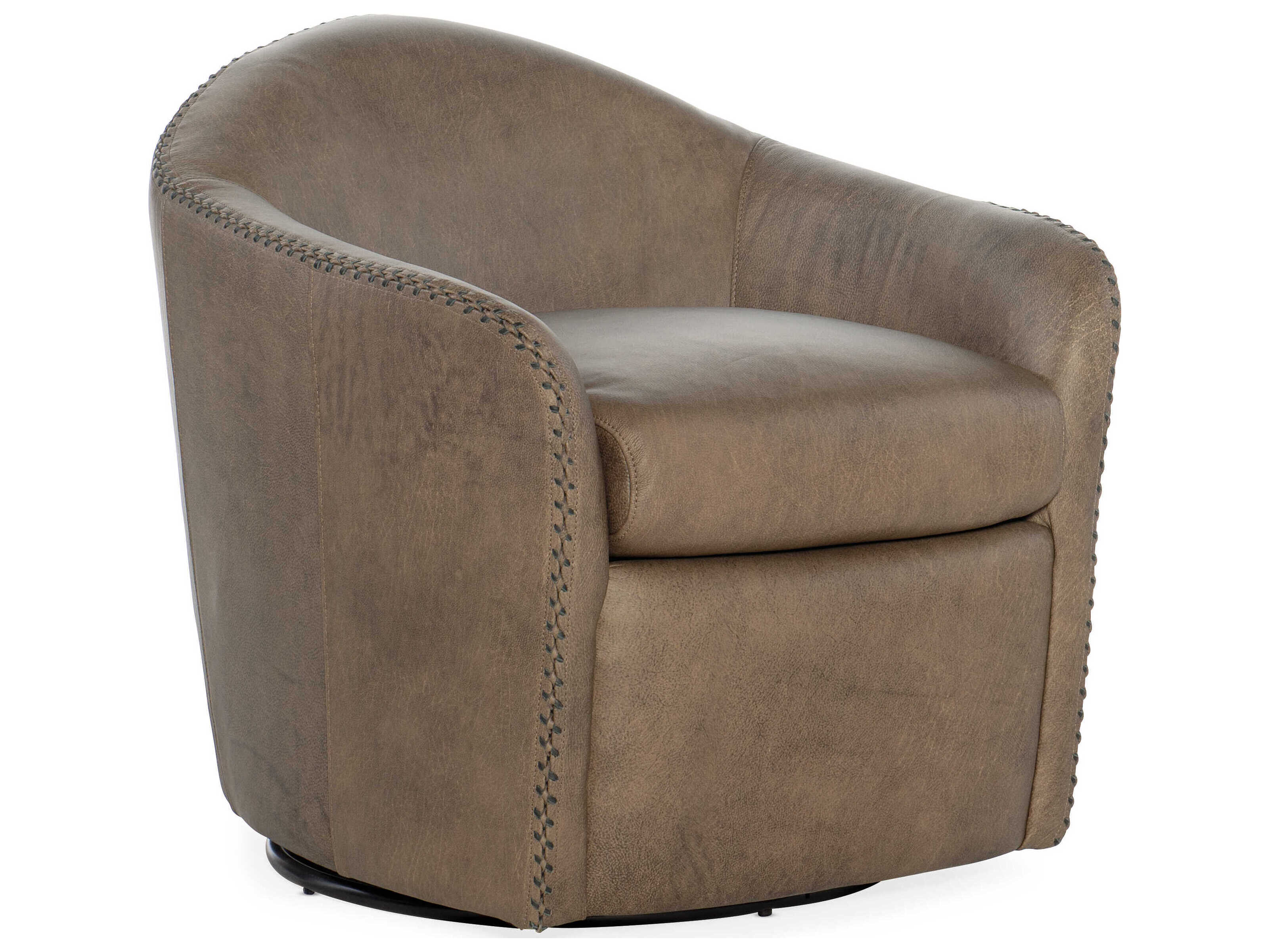 Hooker Furniture Cc Swivel Brown Leather Club Chair