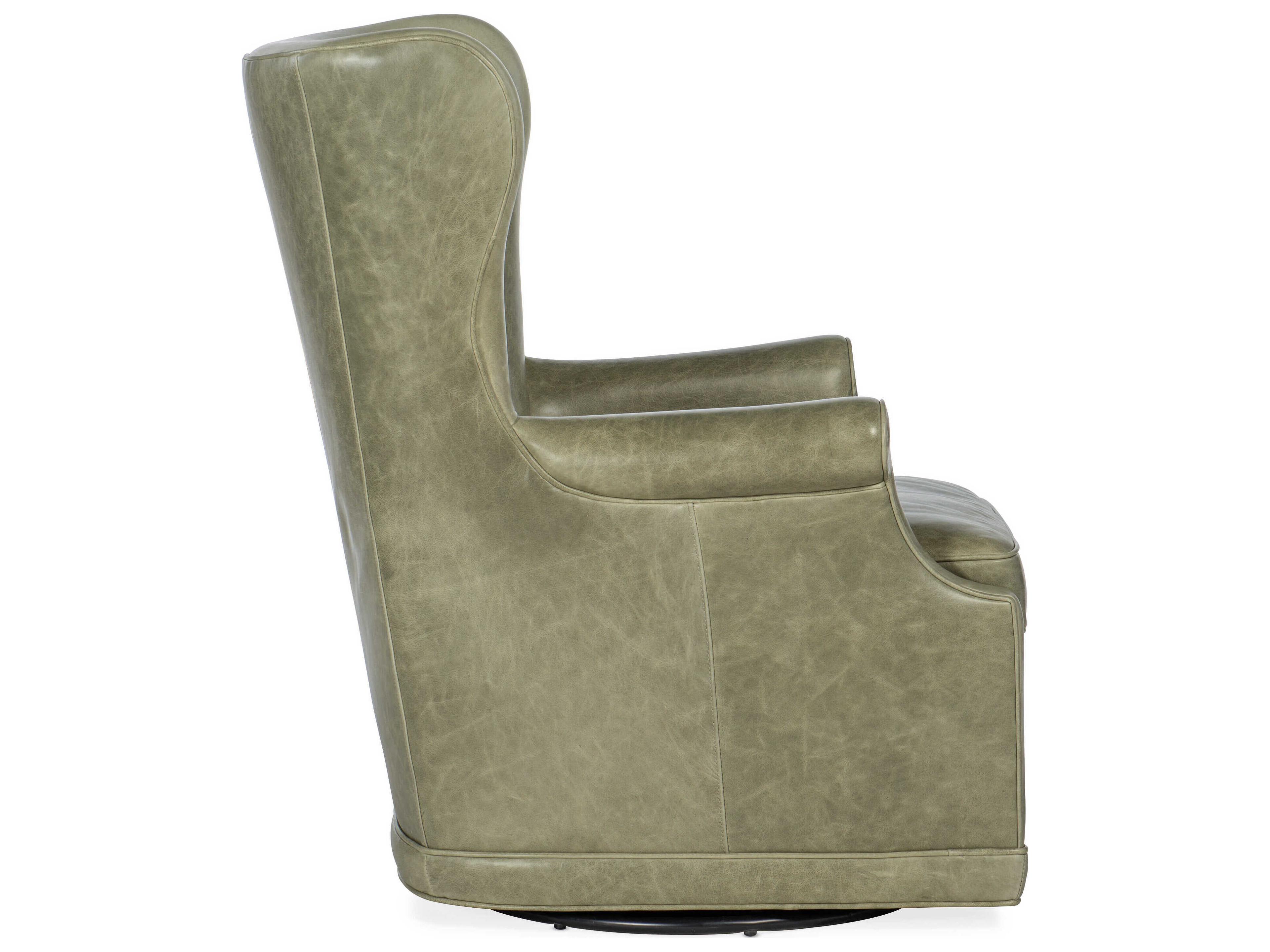 Hooker Furniture Cc Swivel Green Leather Club Chair