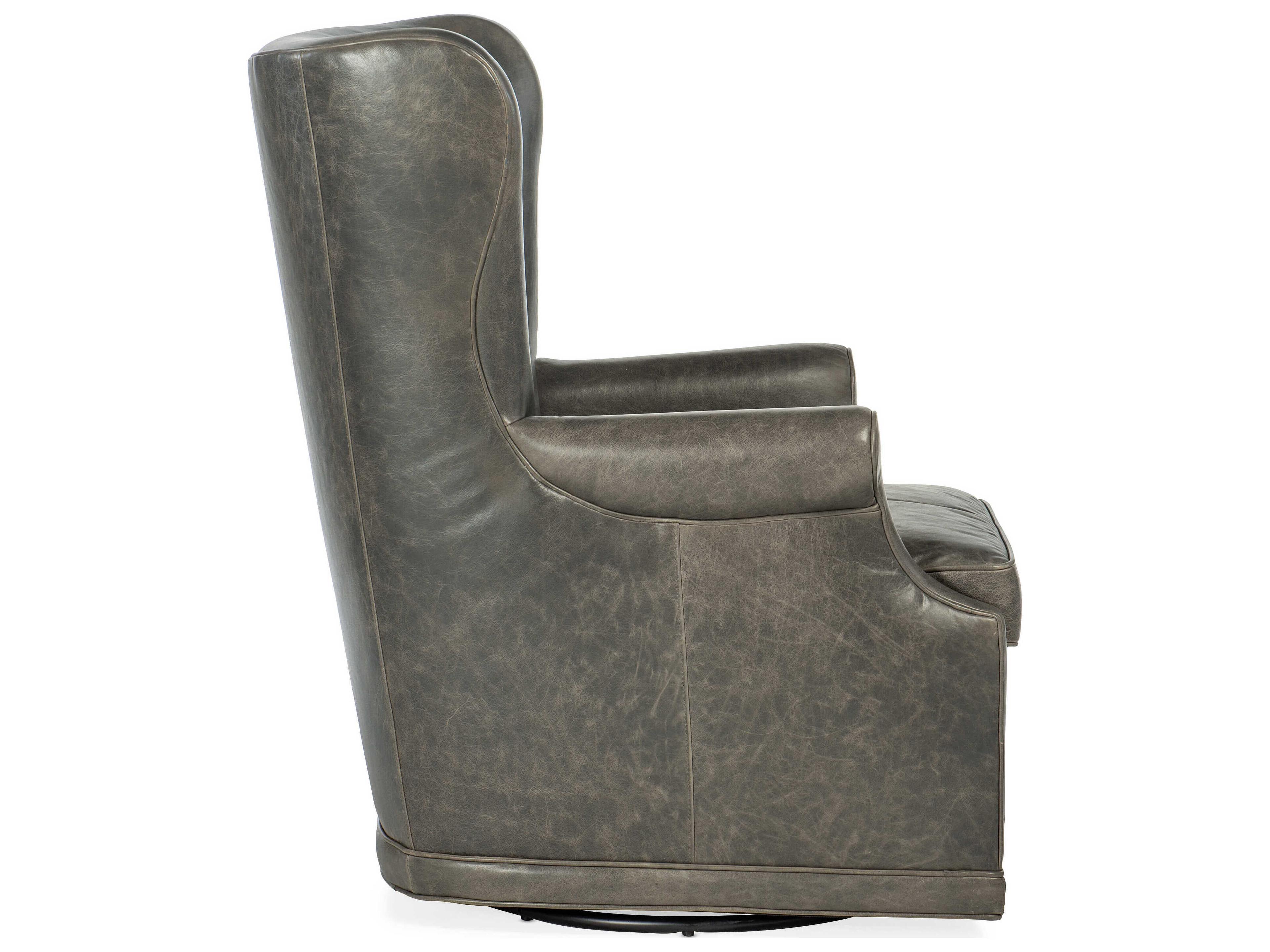 Hooker Furniture Cc Swivel Gray Leather Club Chair