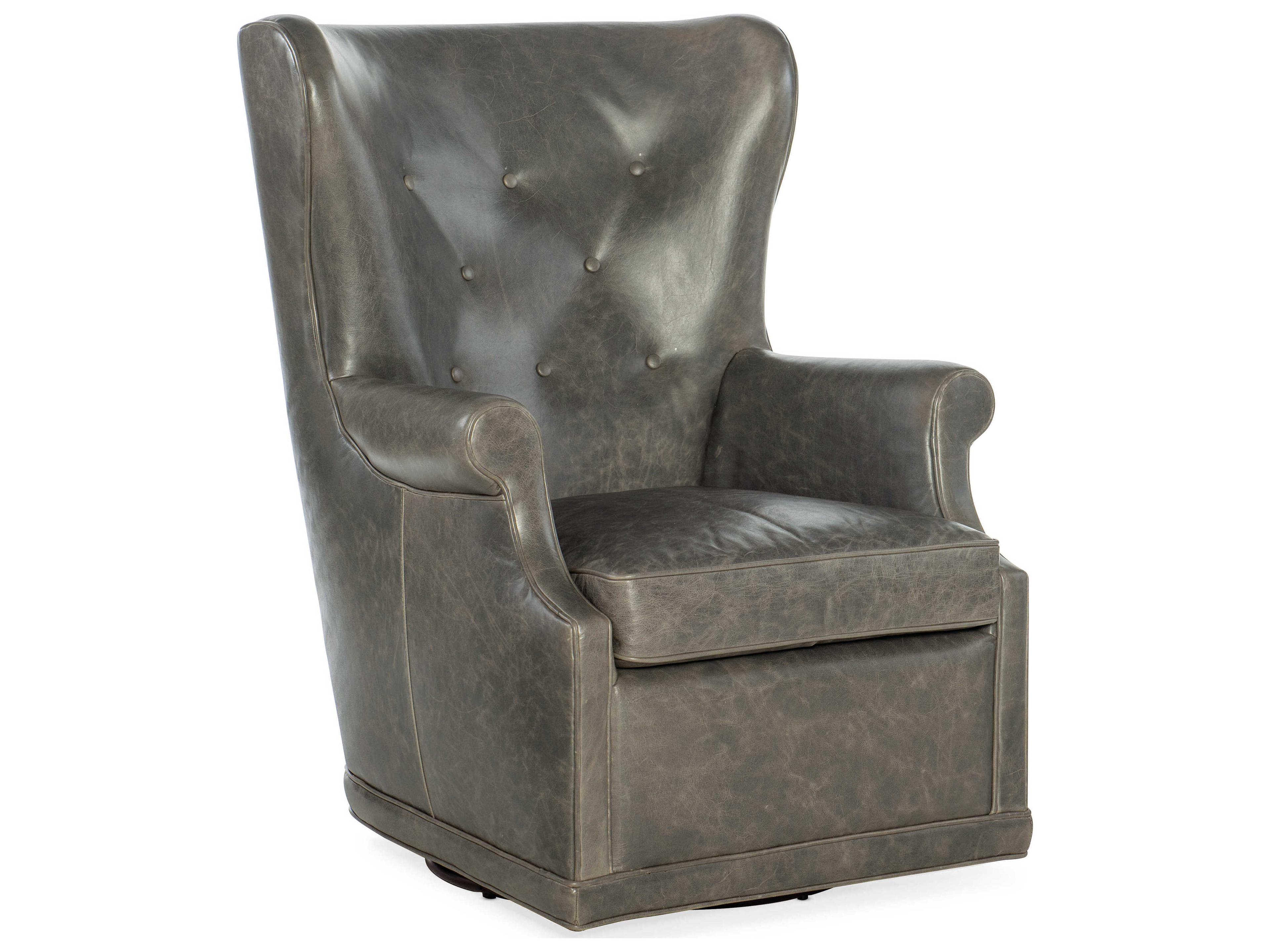 Hooker Furniture Cc Swivel Gray Leather Club Chair