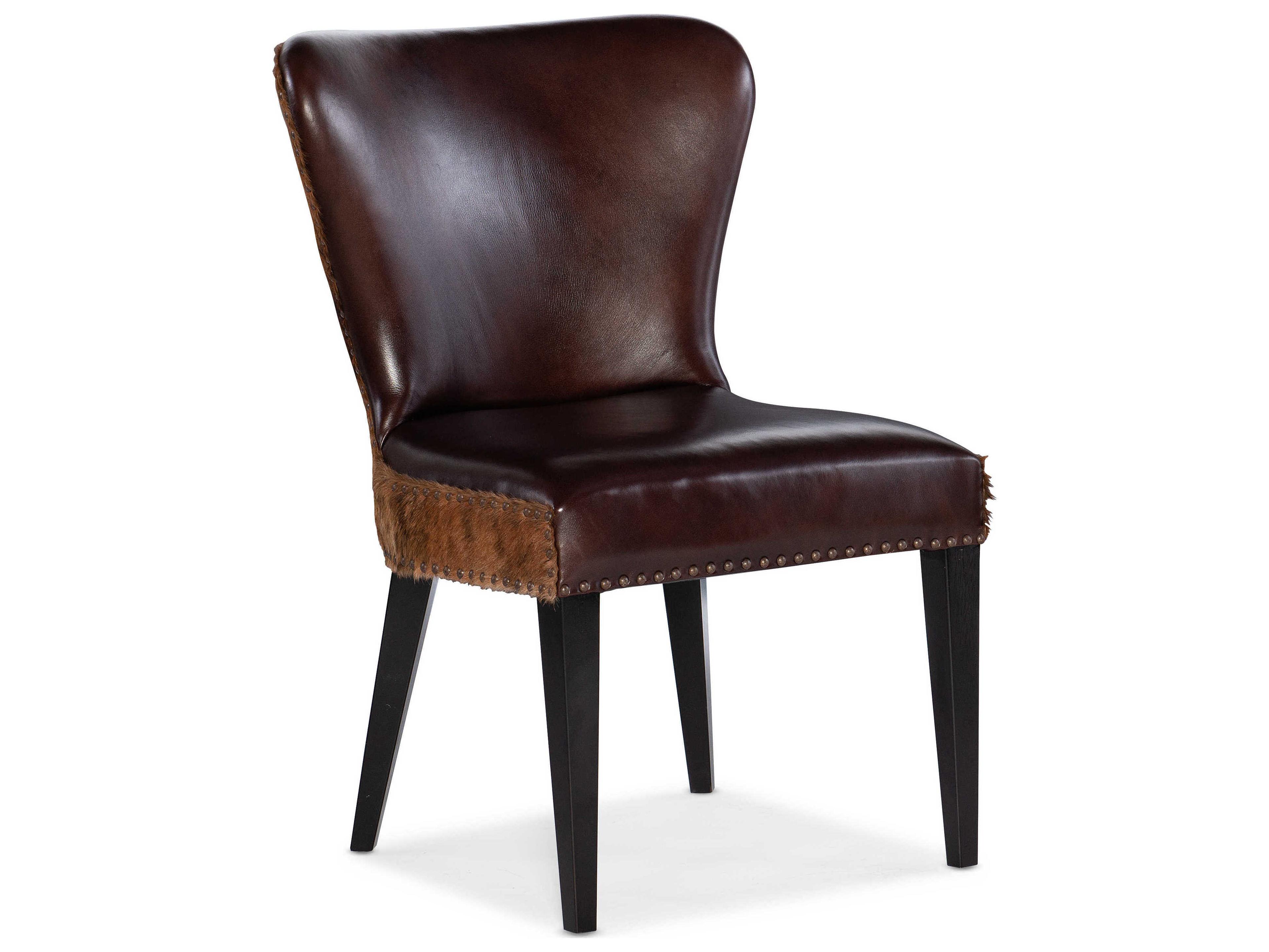 Hooker Furniture Kale Leather Brown Upholstered Side Dining Chair