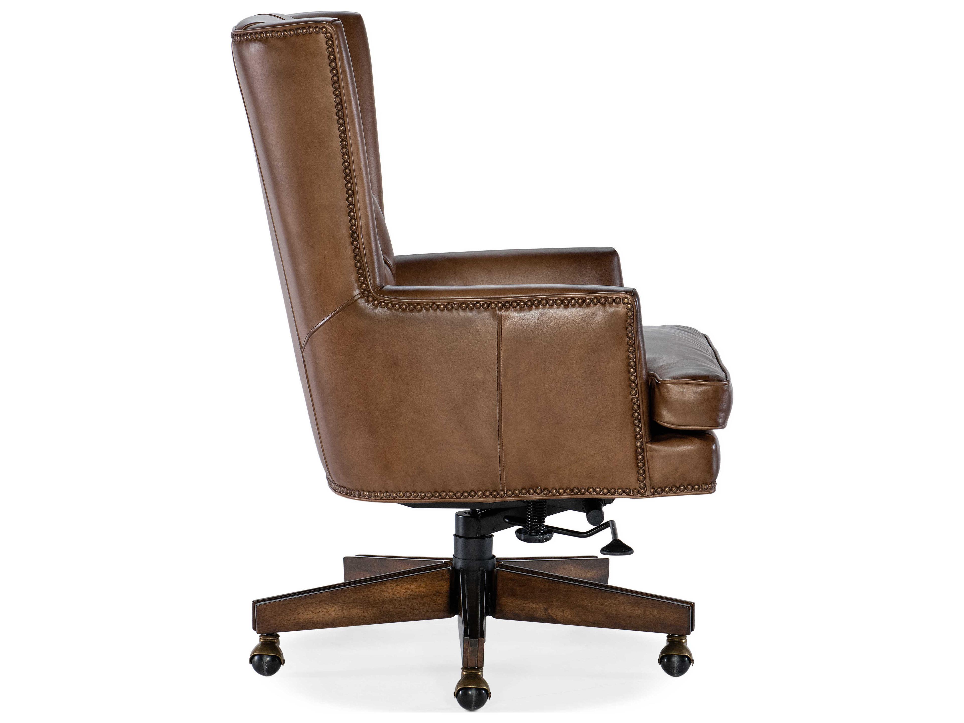 Luxecor Finley Brown Leather Adjustable Executive Desk Chair