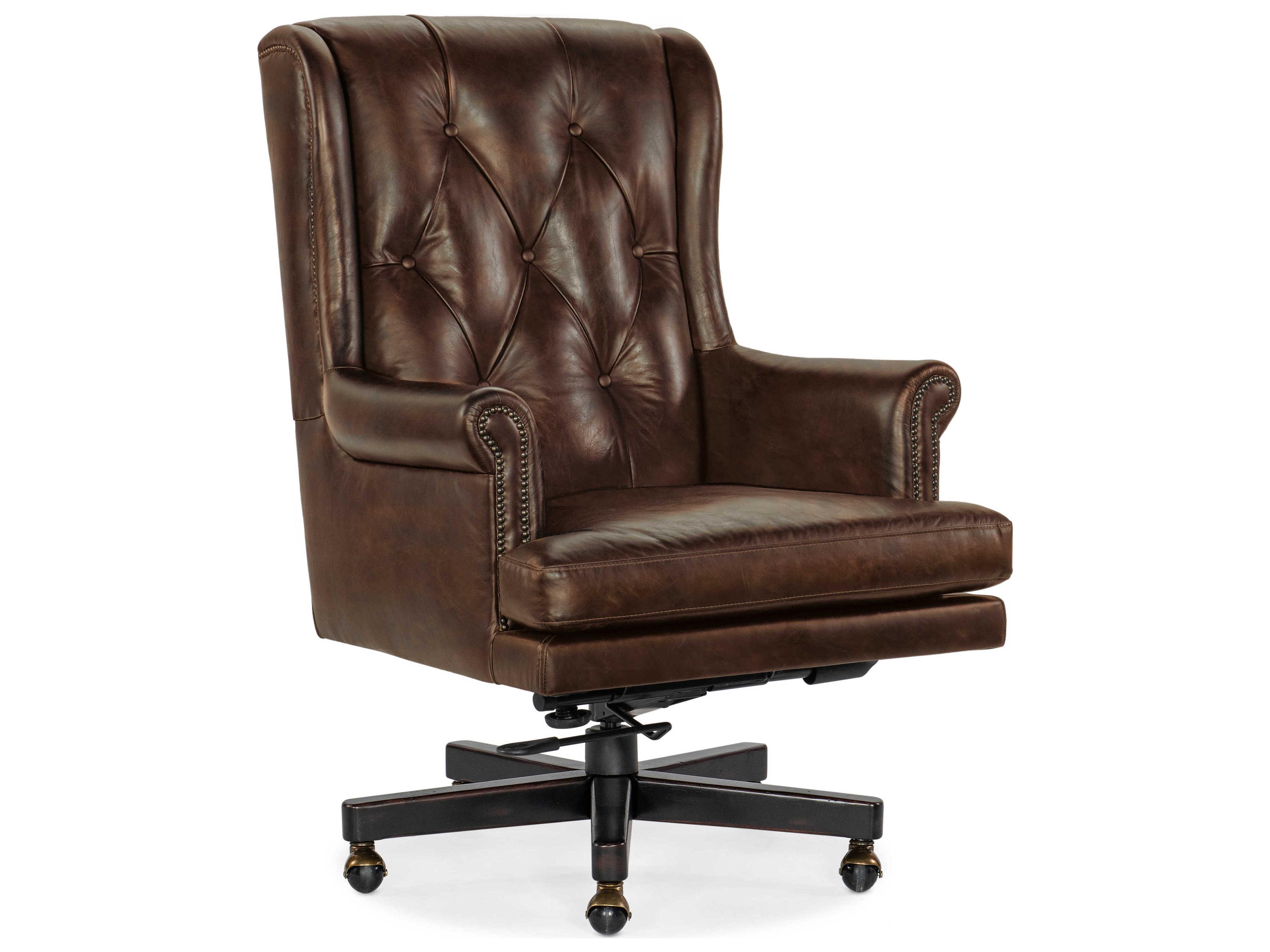 Hooker Furniture Charleston Brown Leather Swivel Executive Desk Chair