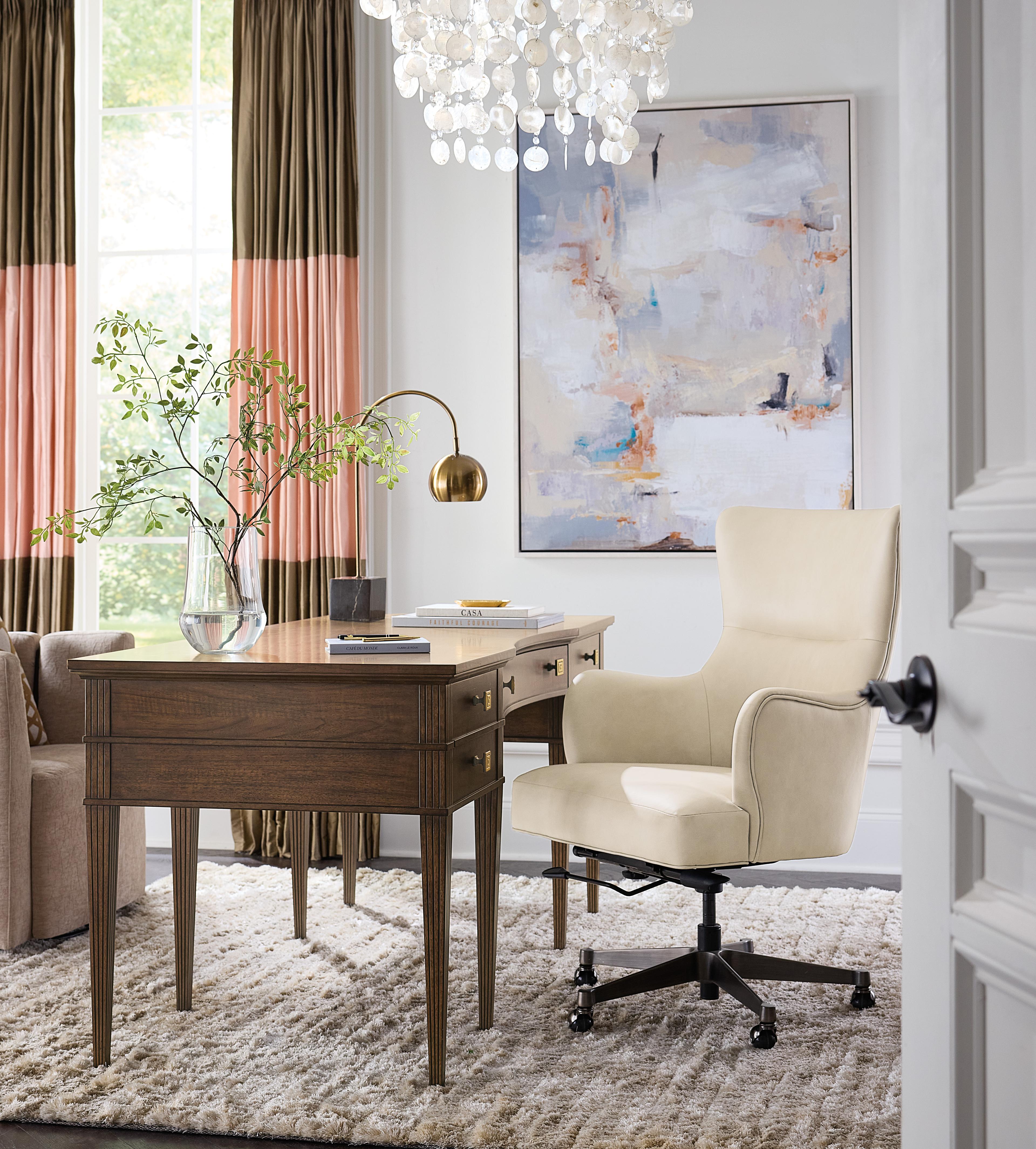 Hooker Furniture Lazzaro Beige Leather Swivel Executive Desk Chair