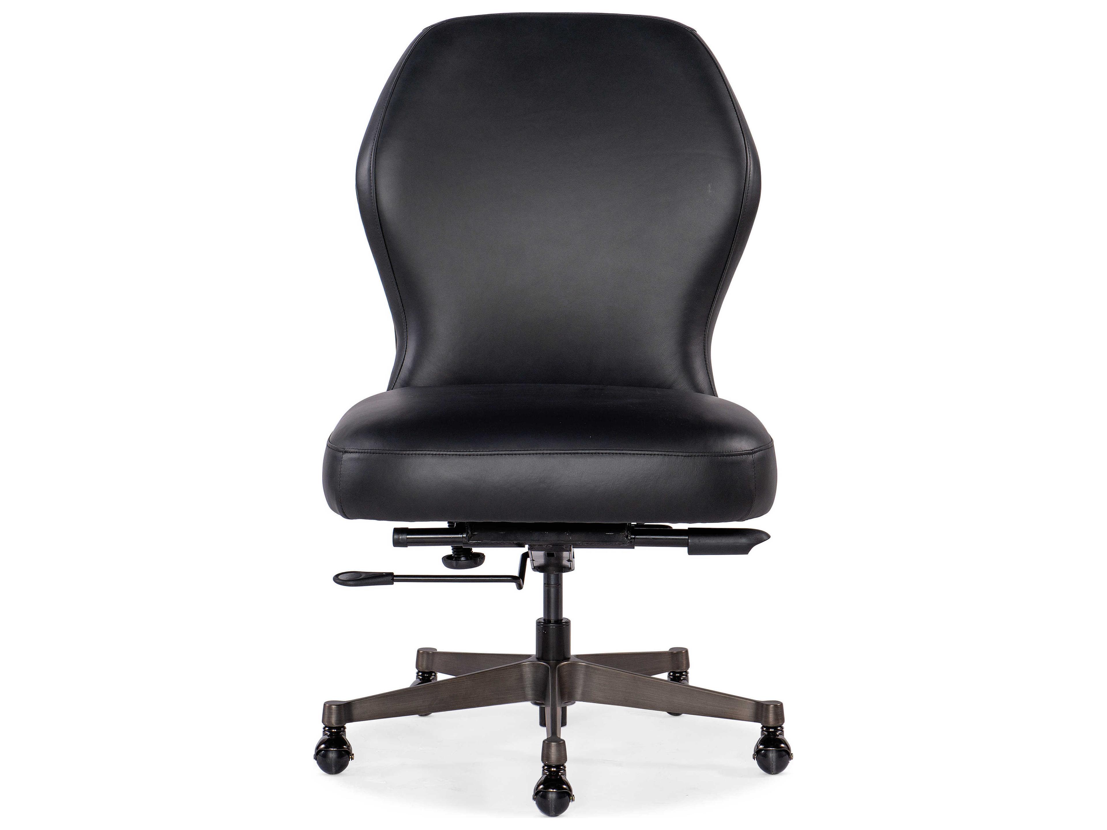 Hooker Furniture Black Leather Adjustable Swivel Tilt Computer Office Chair