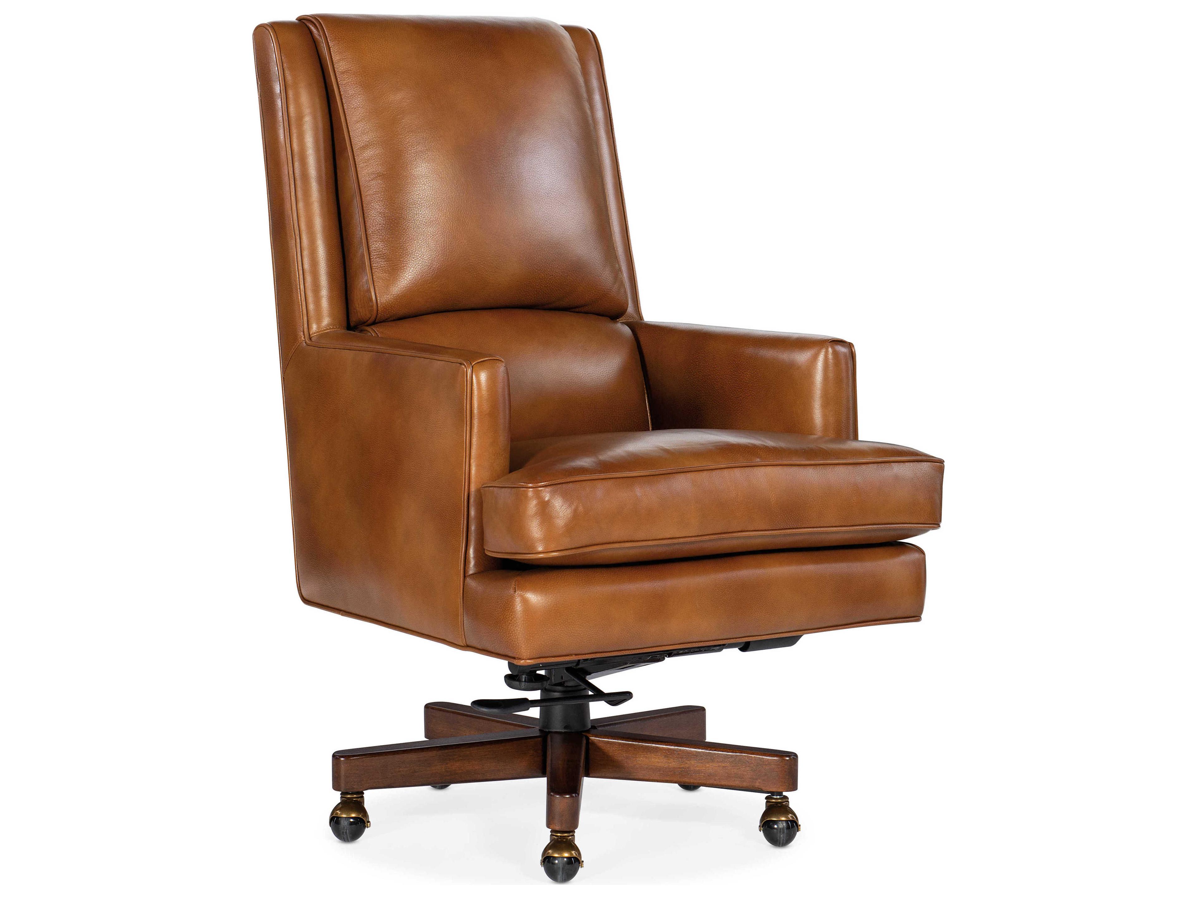 Hooker Furniture Wright Brown Leather Adjustable Swivel Tilt Executive Desk Chair