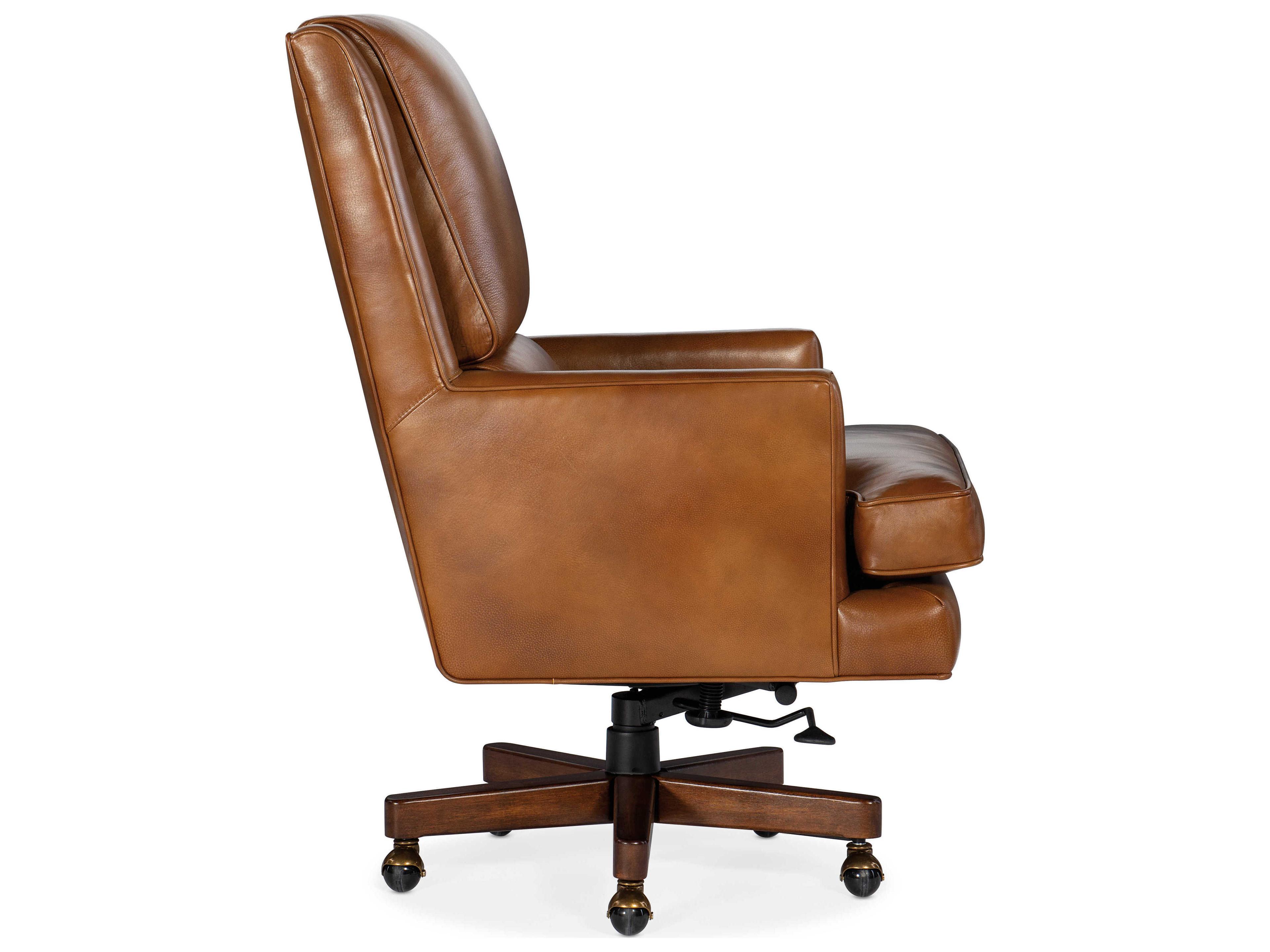 Hooker Furniture Wright Brown Leather Adjustable Swivel Tilt Executive Desk Chair