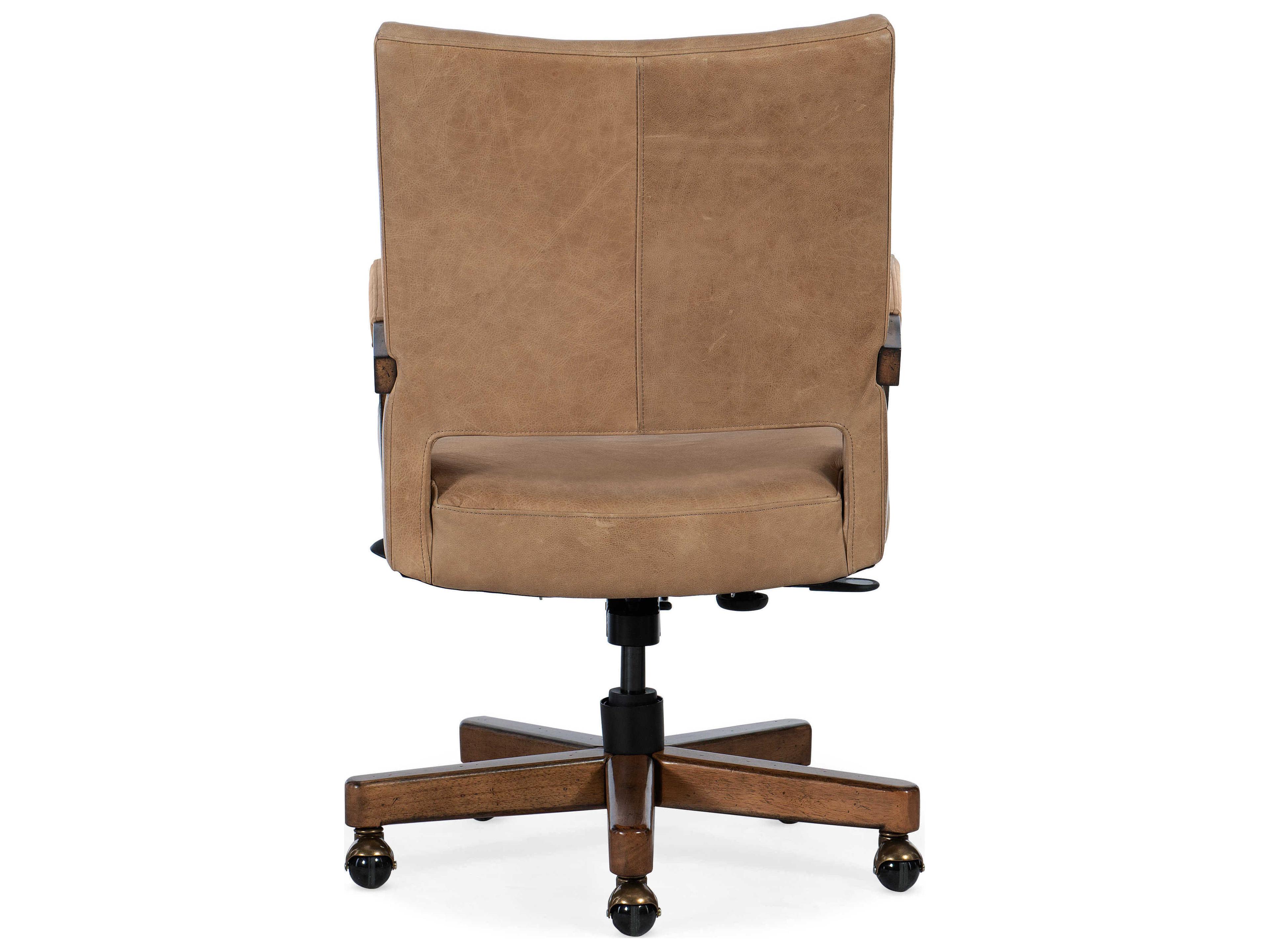 Hooker Furniture Chace Brown Leather Adjustable Swivel Tilt Computer Office Chair