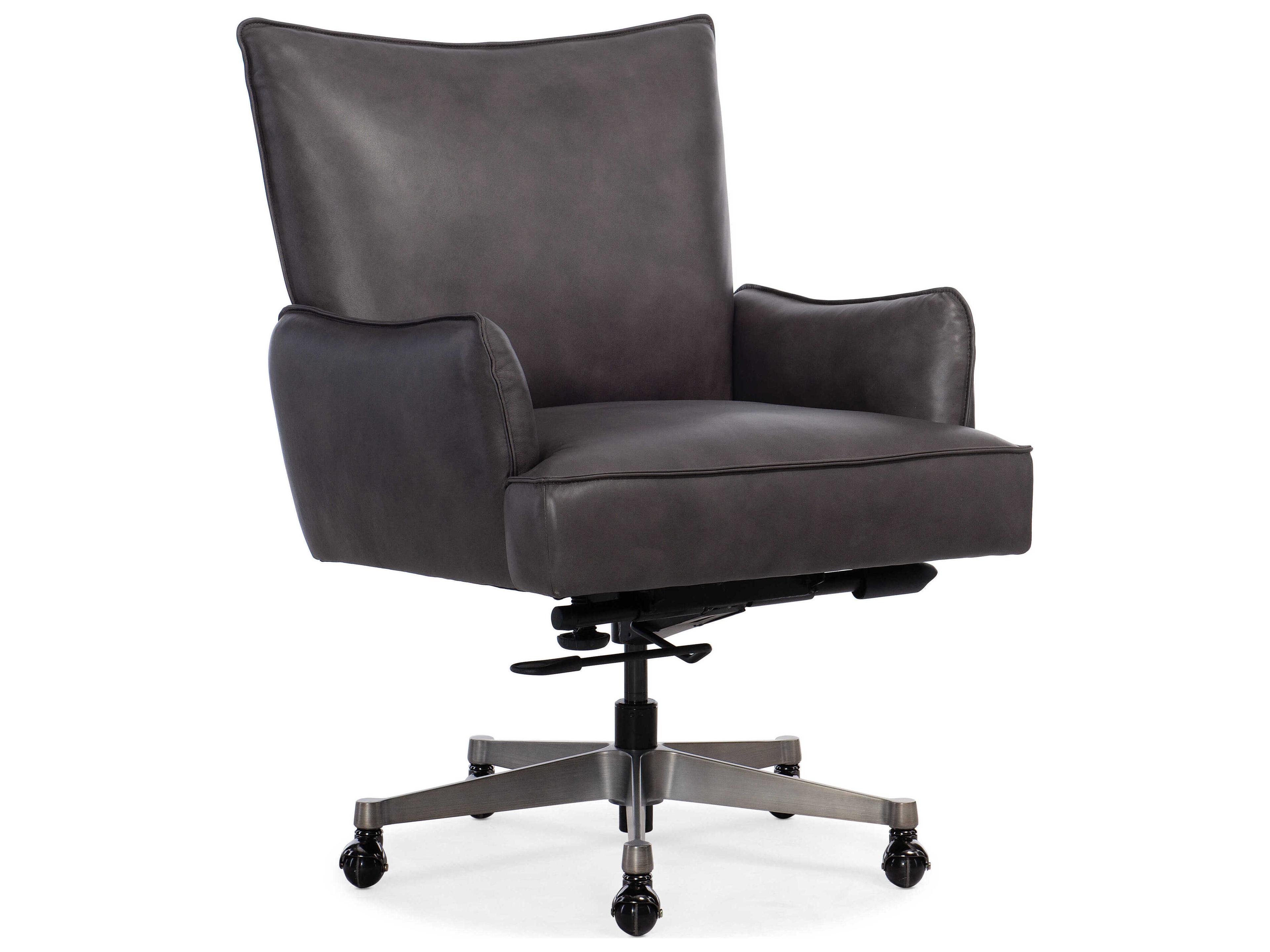 Hooker Furniture Ec Gray Leather Adjustable Swivel Executive Desk Chair