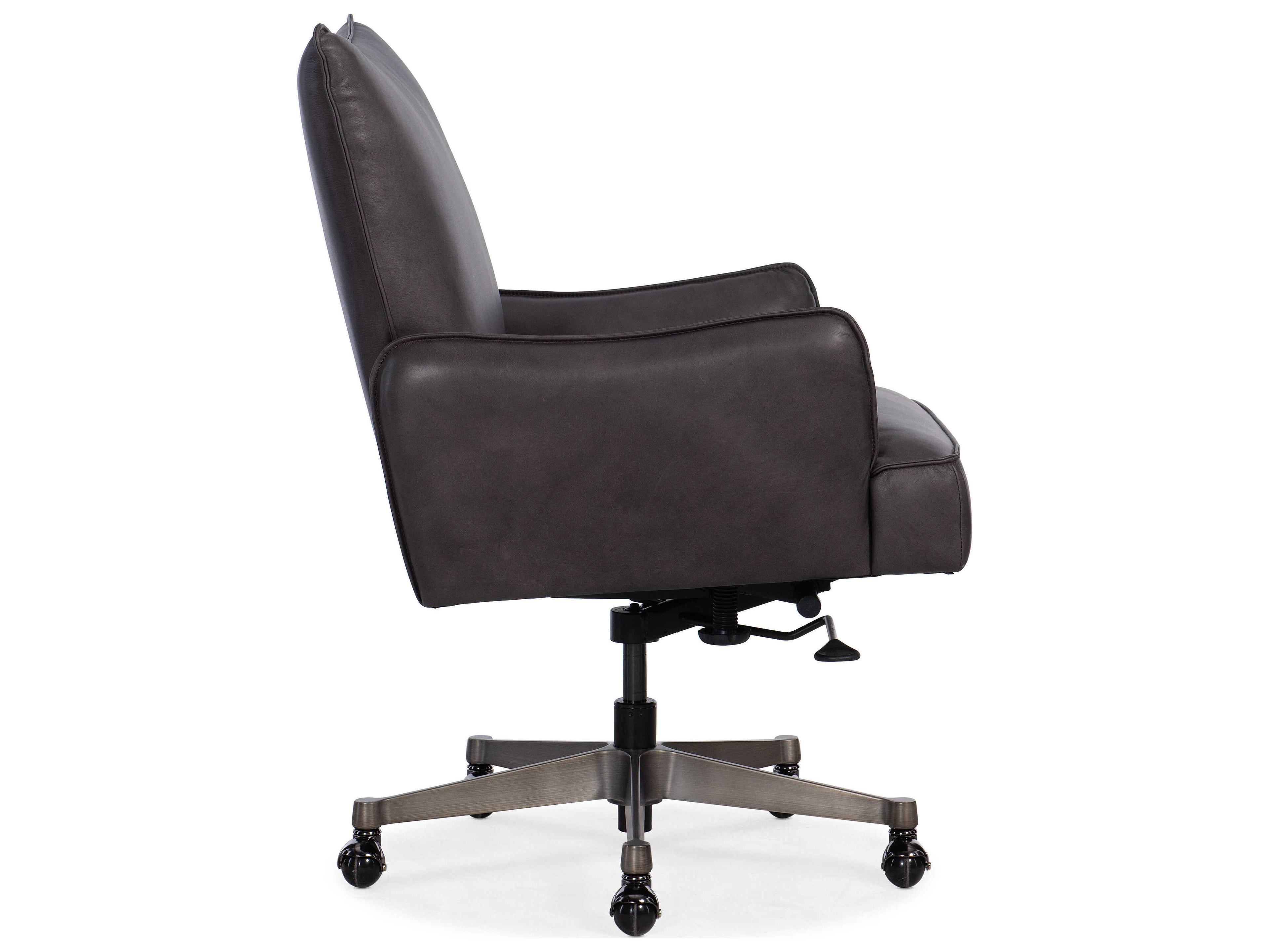Hooker Furniture Ec Gray Leather Adjustable Swivel Executive Desk Chair