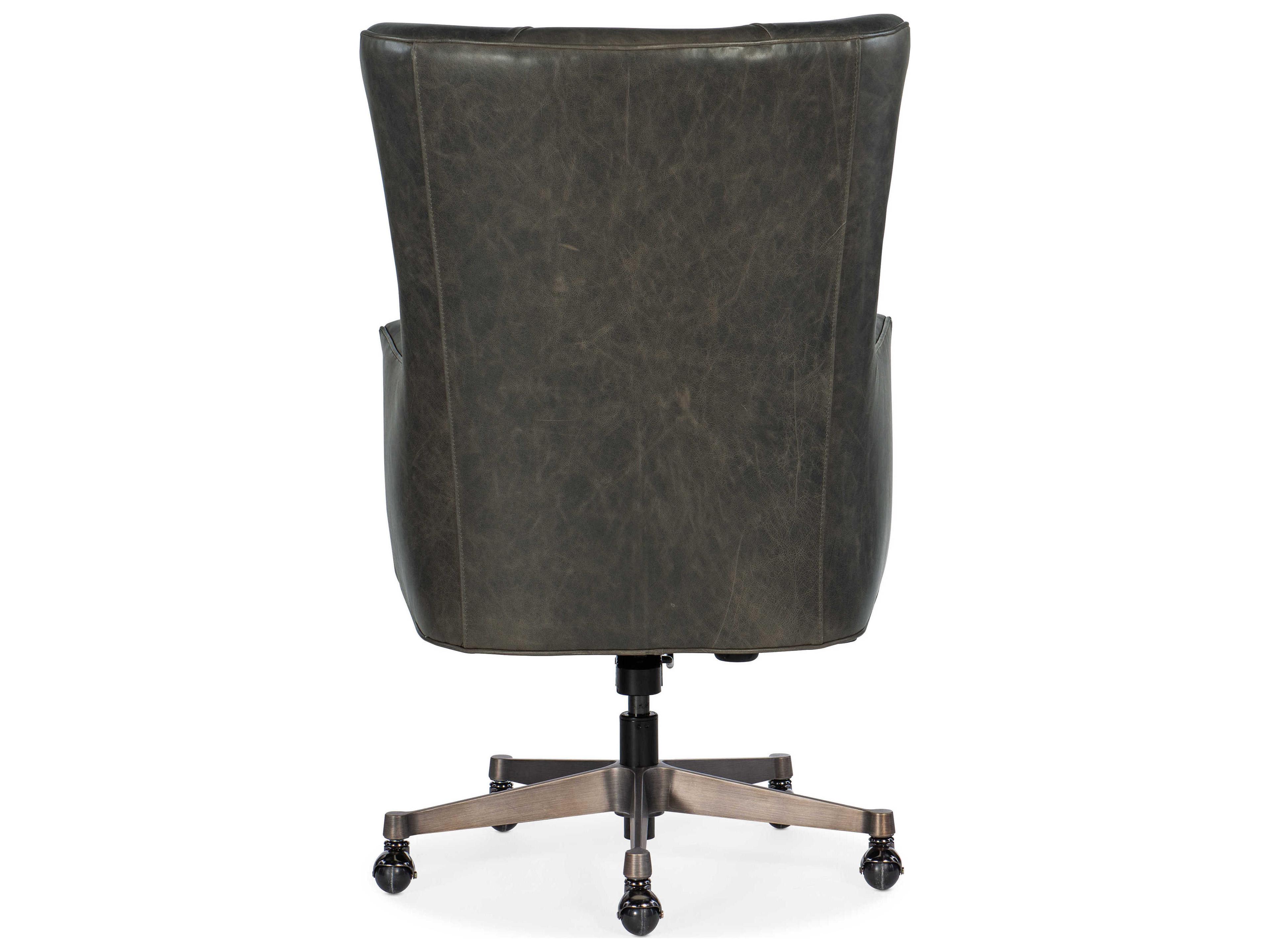 Hooker Furniture Ec Gray Leather Adjustable Swivel Executive Desk Chair