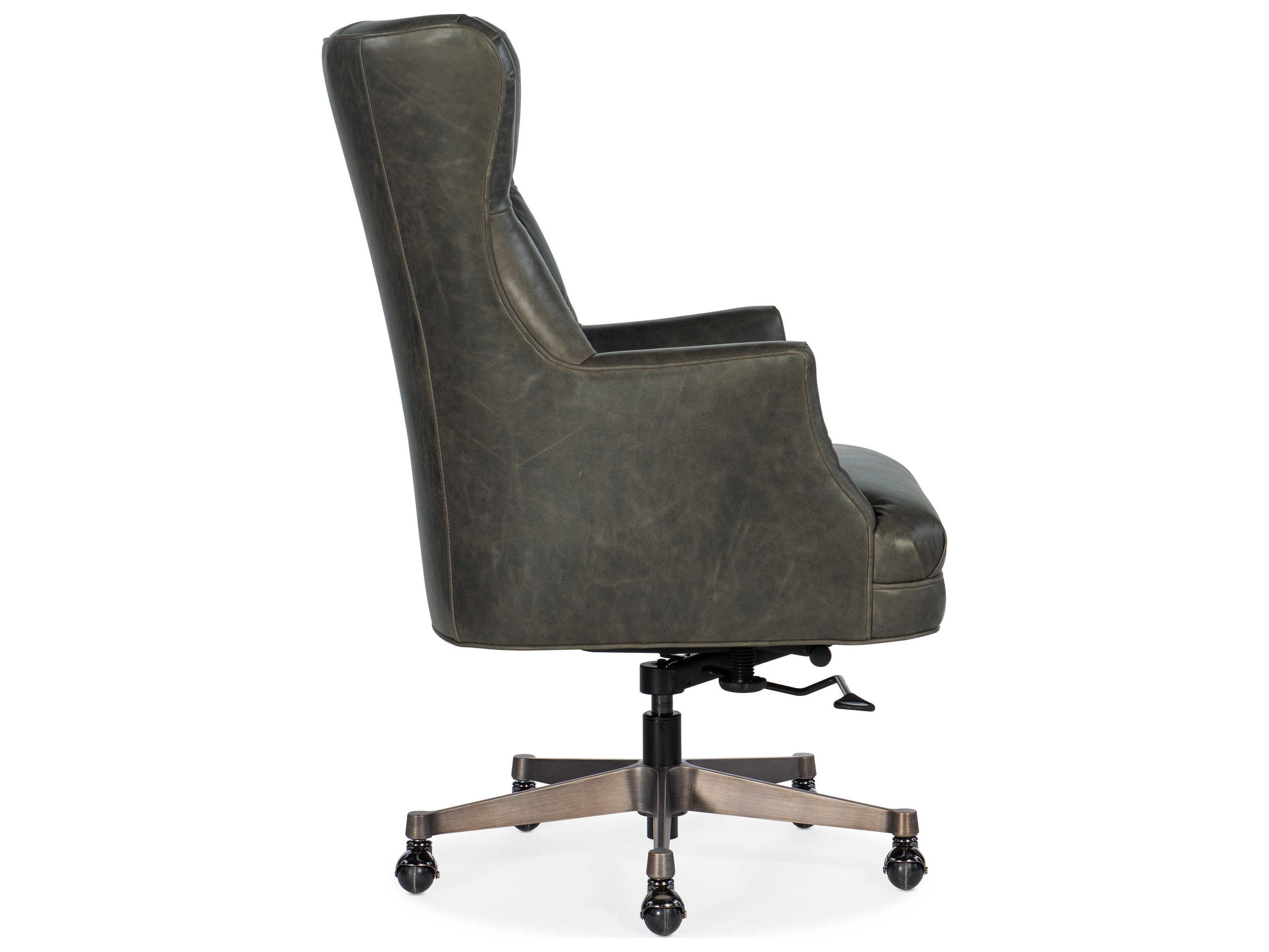 Hooker Furniture Ec Gray Leather Adjustable Swivel Executive Desk Chair