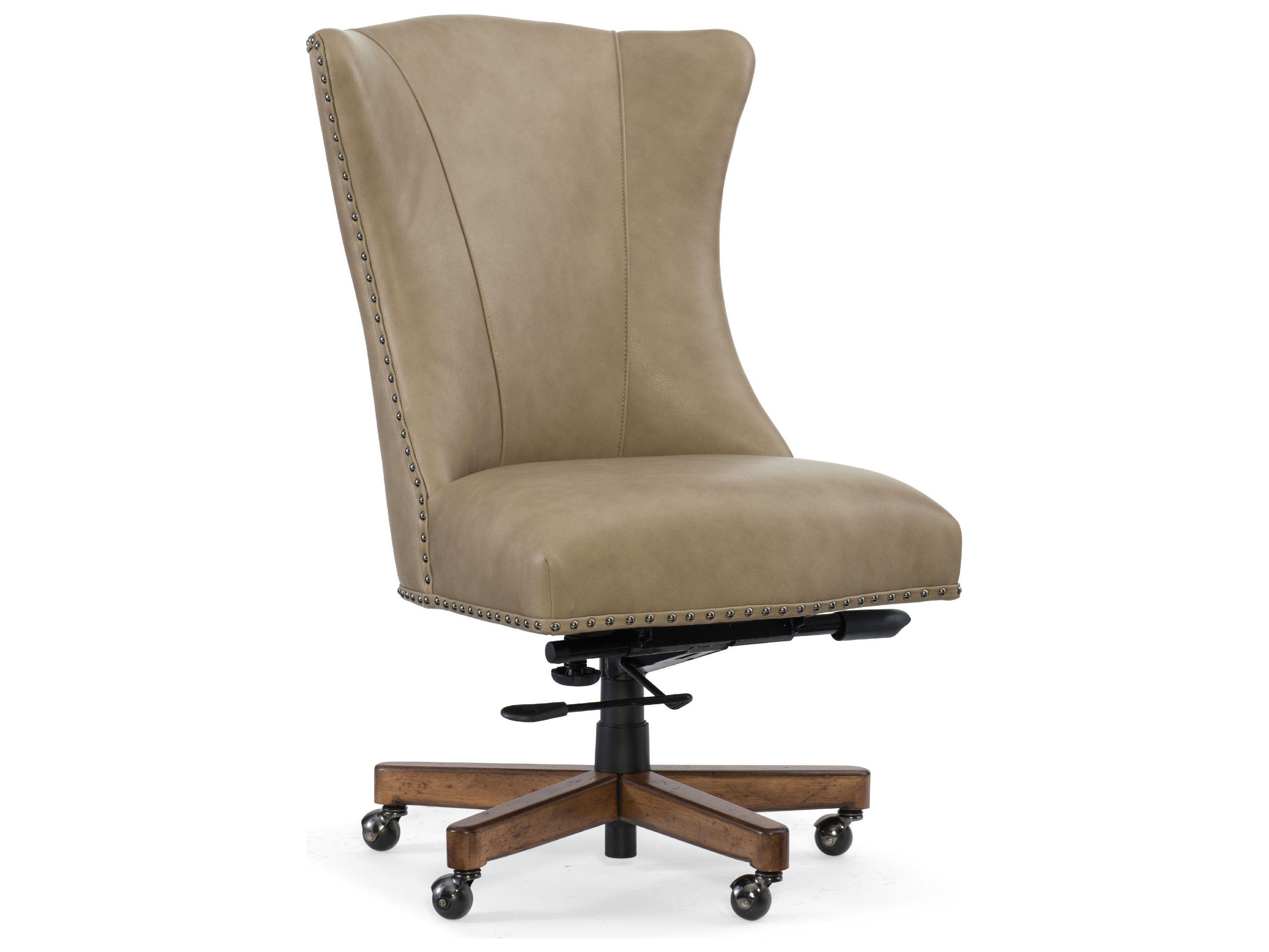 Luxecor Lynn Beige Leather Adjustable Swivel Tilt Executive Desk Chair