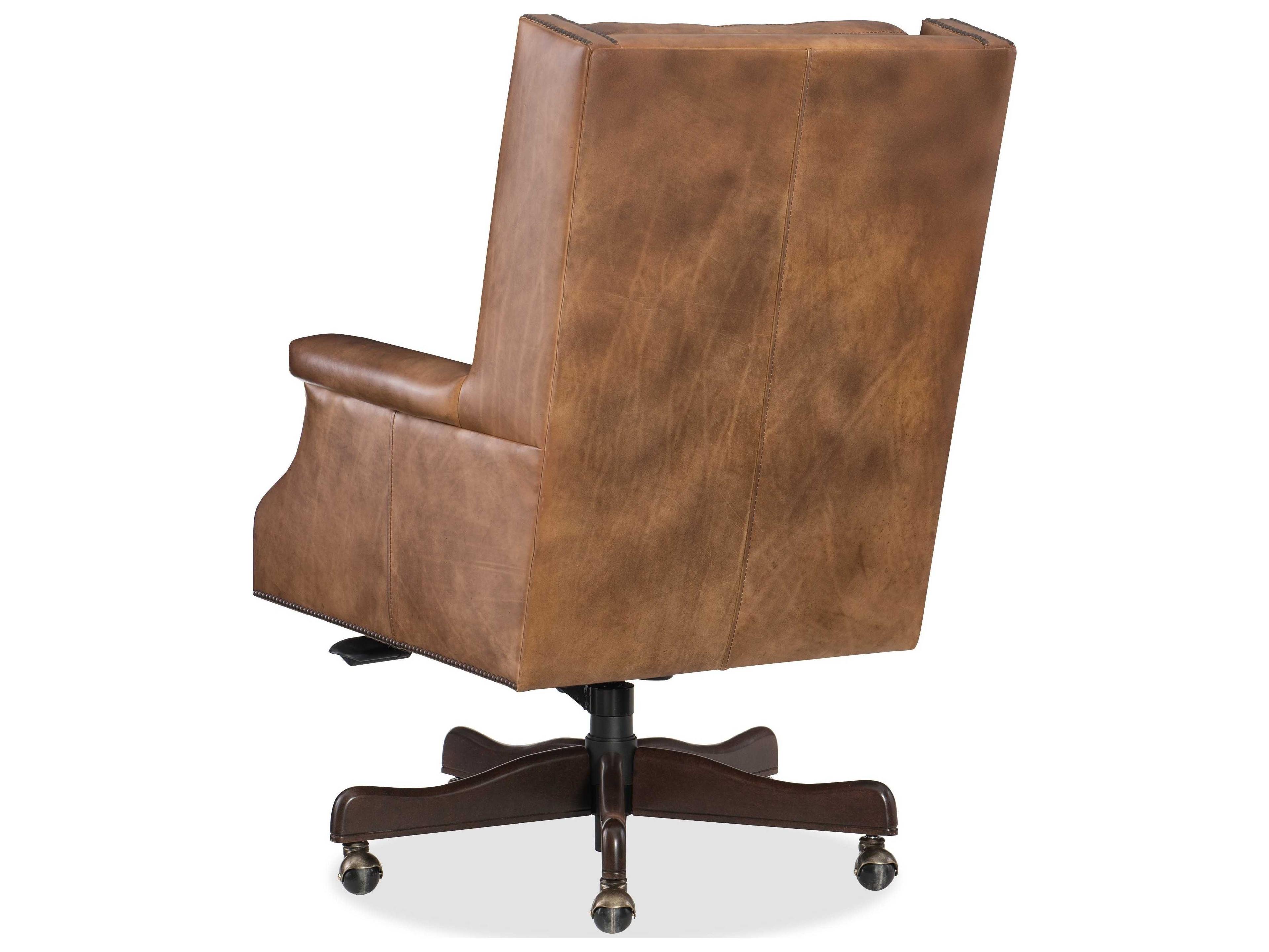 Hooker Furniture Brown Leather Adjustable Swivel Tilt Executive Desk Chair