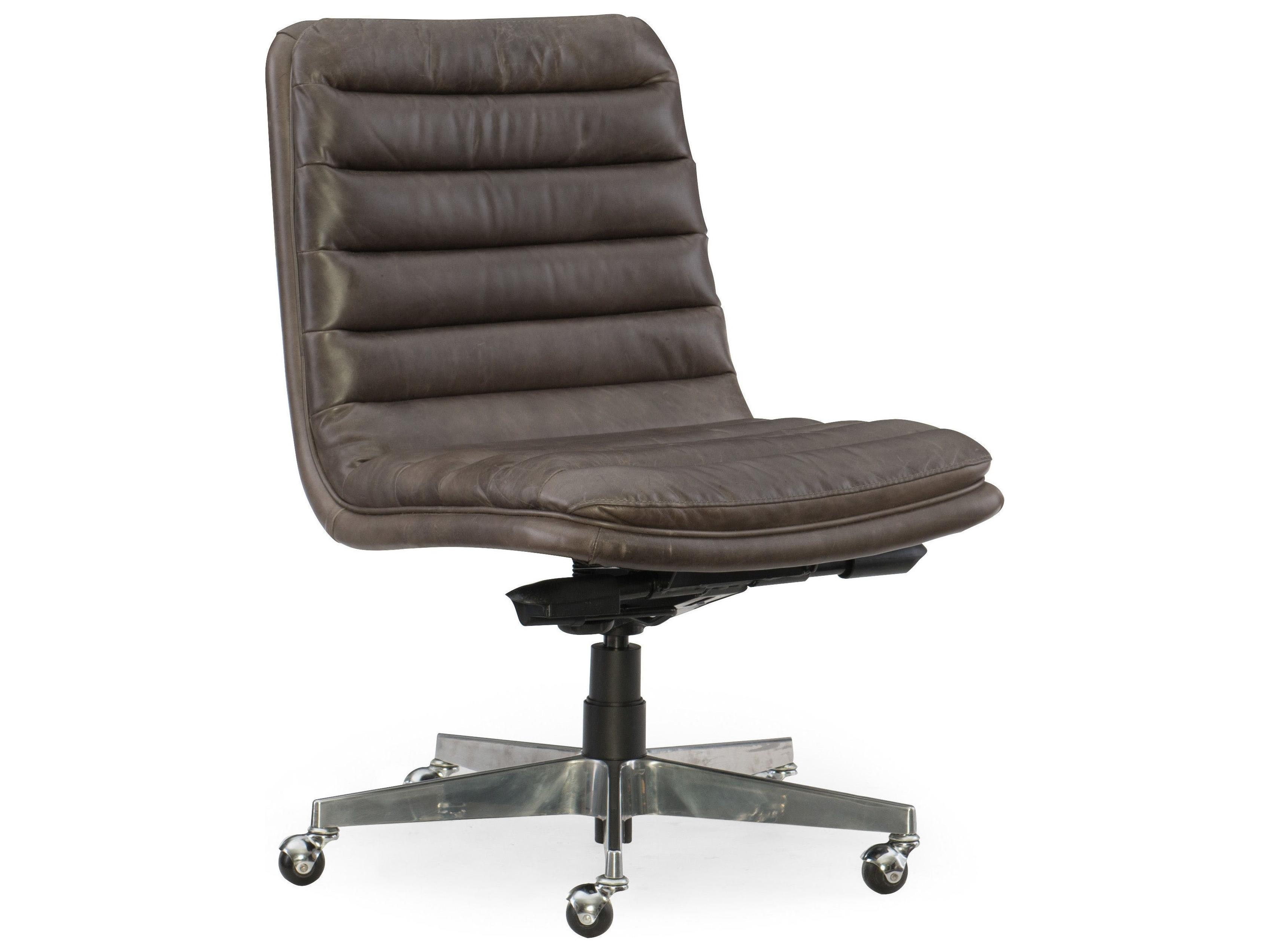 Luxecor Wyatt Gray Leather Adjustable Swivel Tilt Computer Office Chair