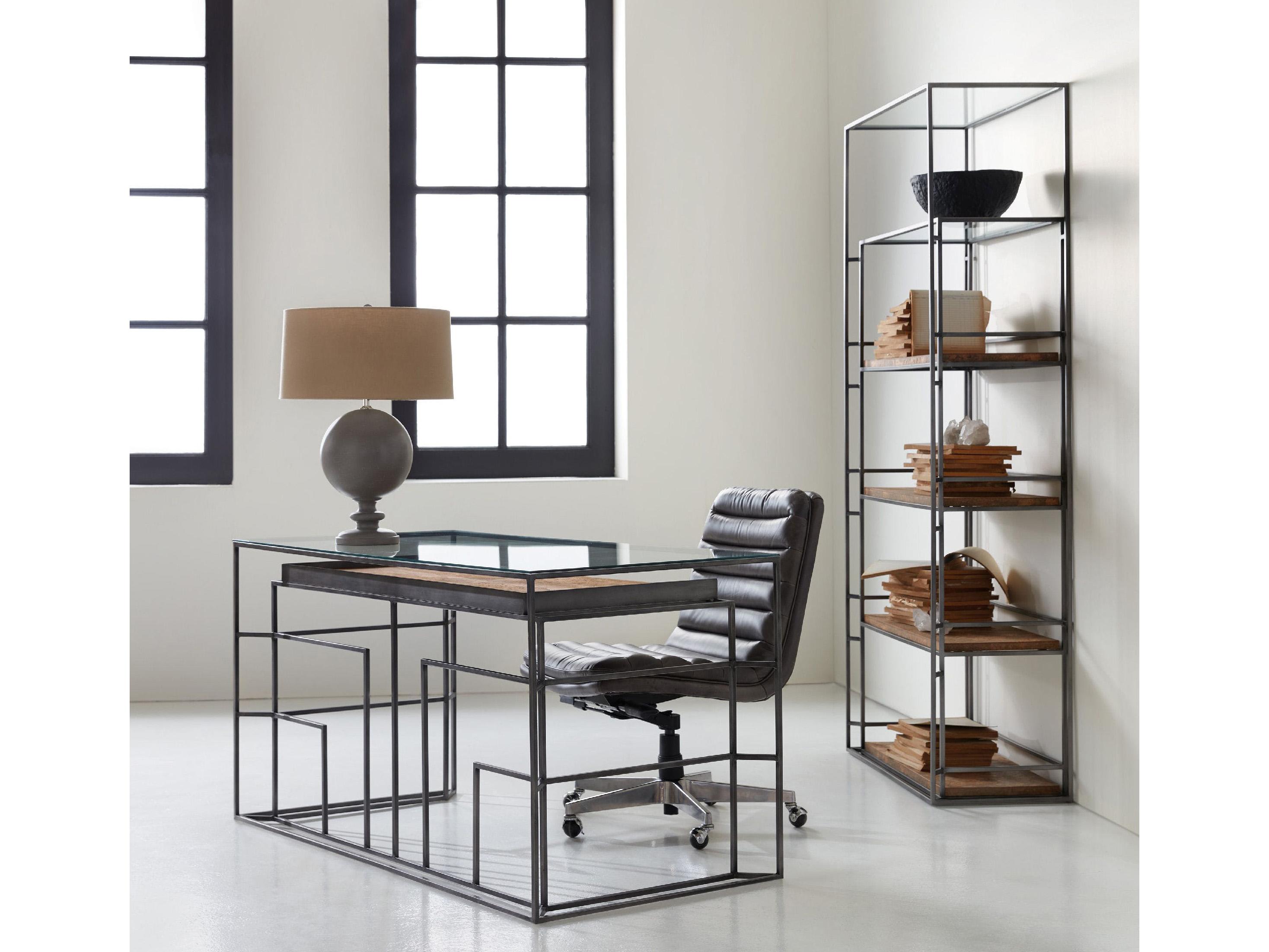 Luxecor Wyatt Gray Leather Adjustable Swivel Tilt Computer Office Chair