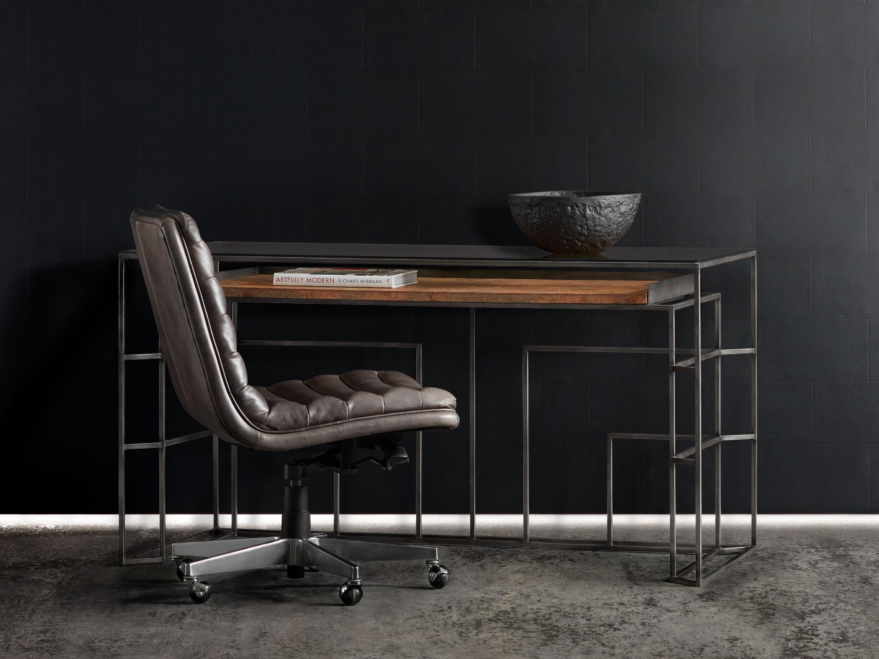 Luxecor Wyatt Gray Leather Adjustable Swivel Tilt Computer Office Chair