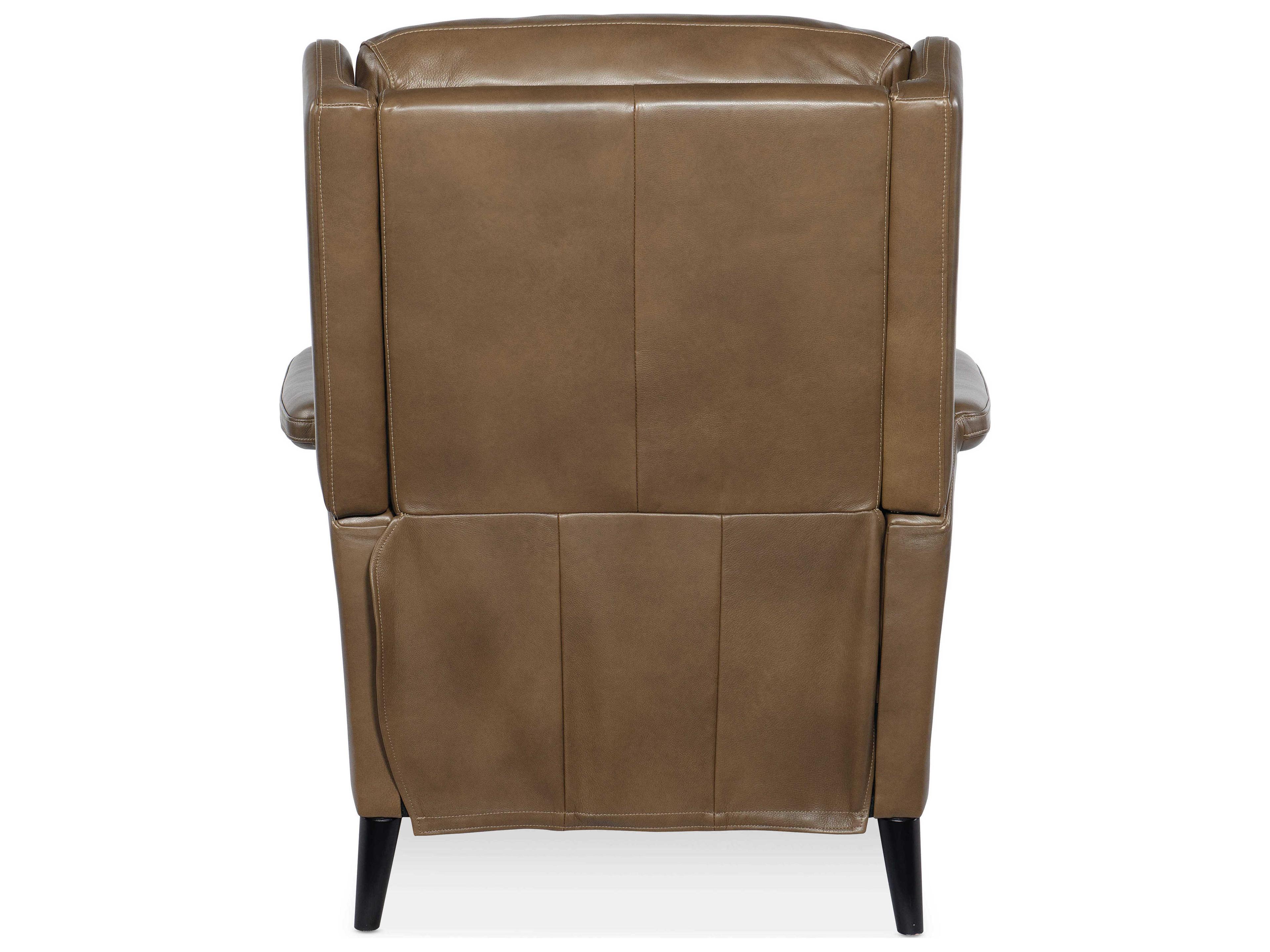 Hooker Furniture Deacon Power Rogue Walnut Dark Wood Brown Leather Recliner with Headrest