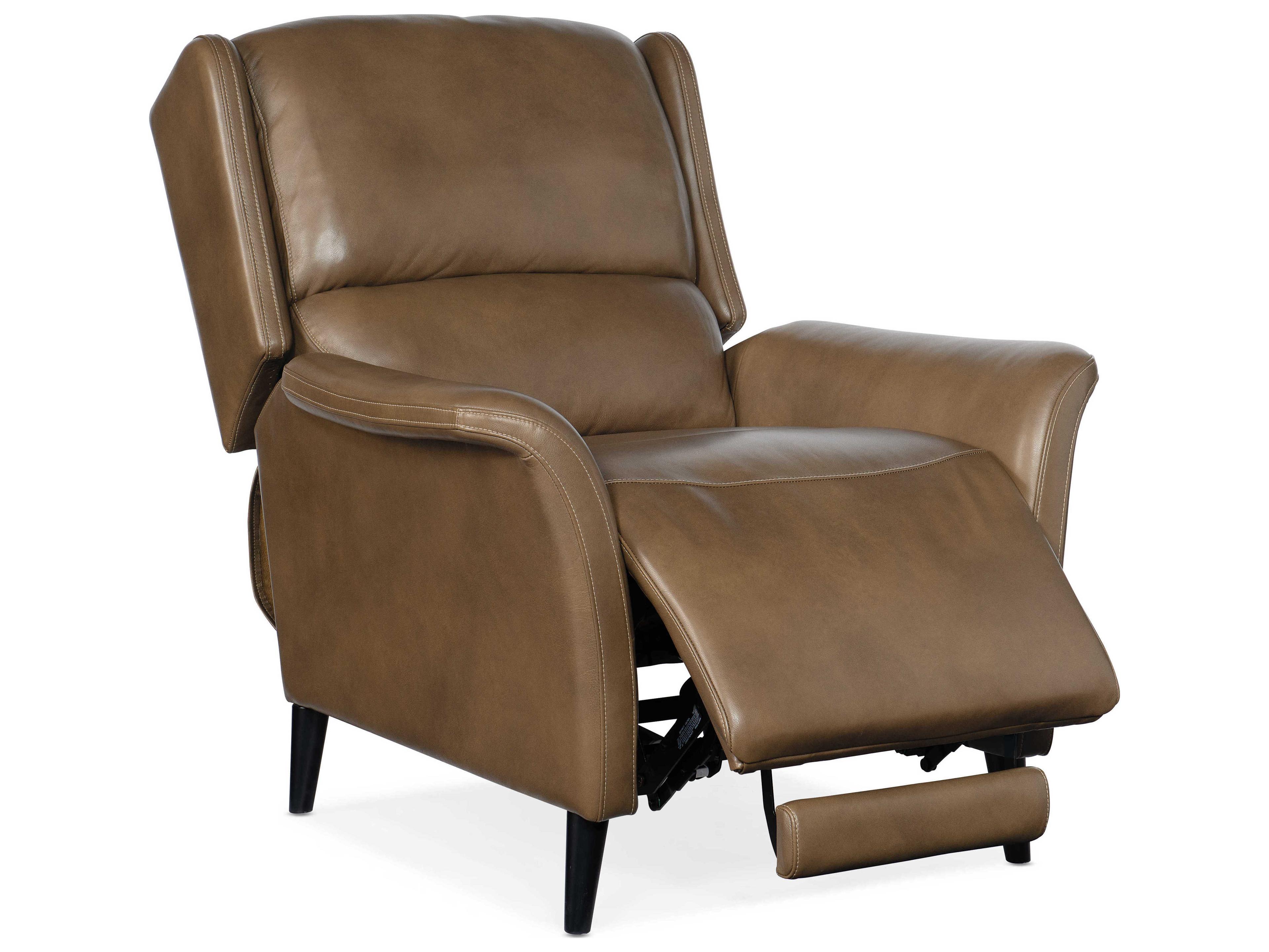 Hooker Furniture Deacon Power Rogue Walnut Dark Wood Brown Leather Recliner with Headrest