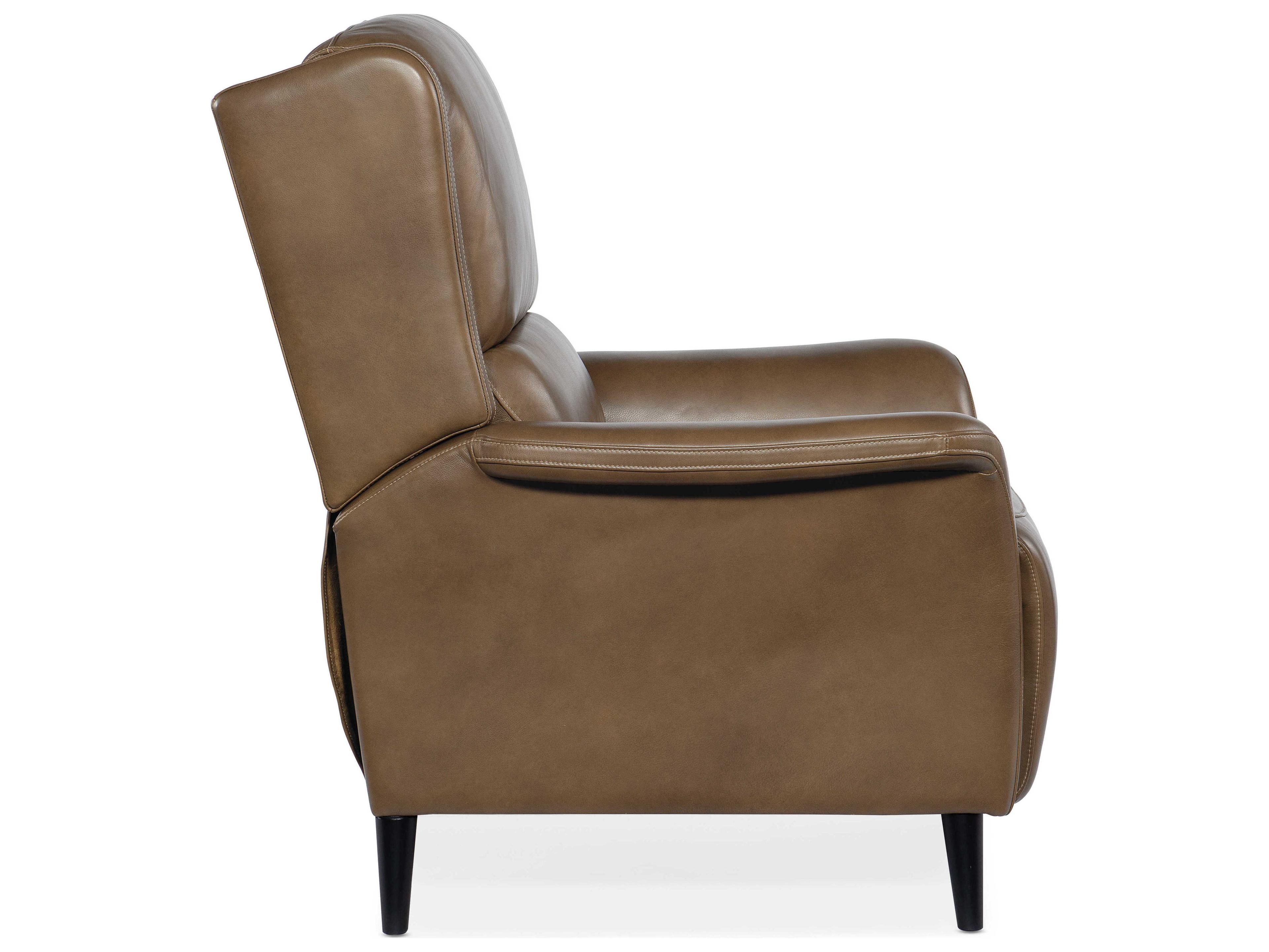 Hooker Furniture Deacon Power Rogue Walnut Dark Wood Brown Leather Recliner with Headrest