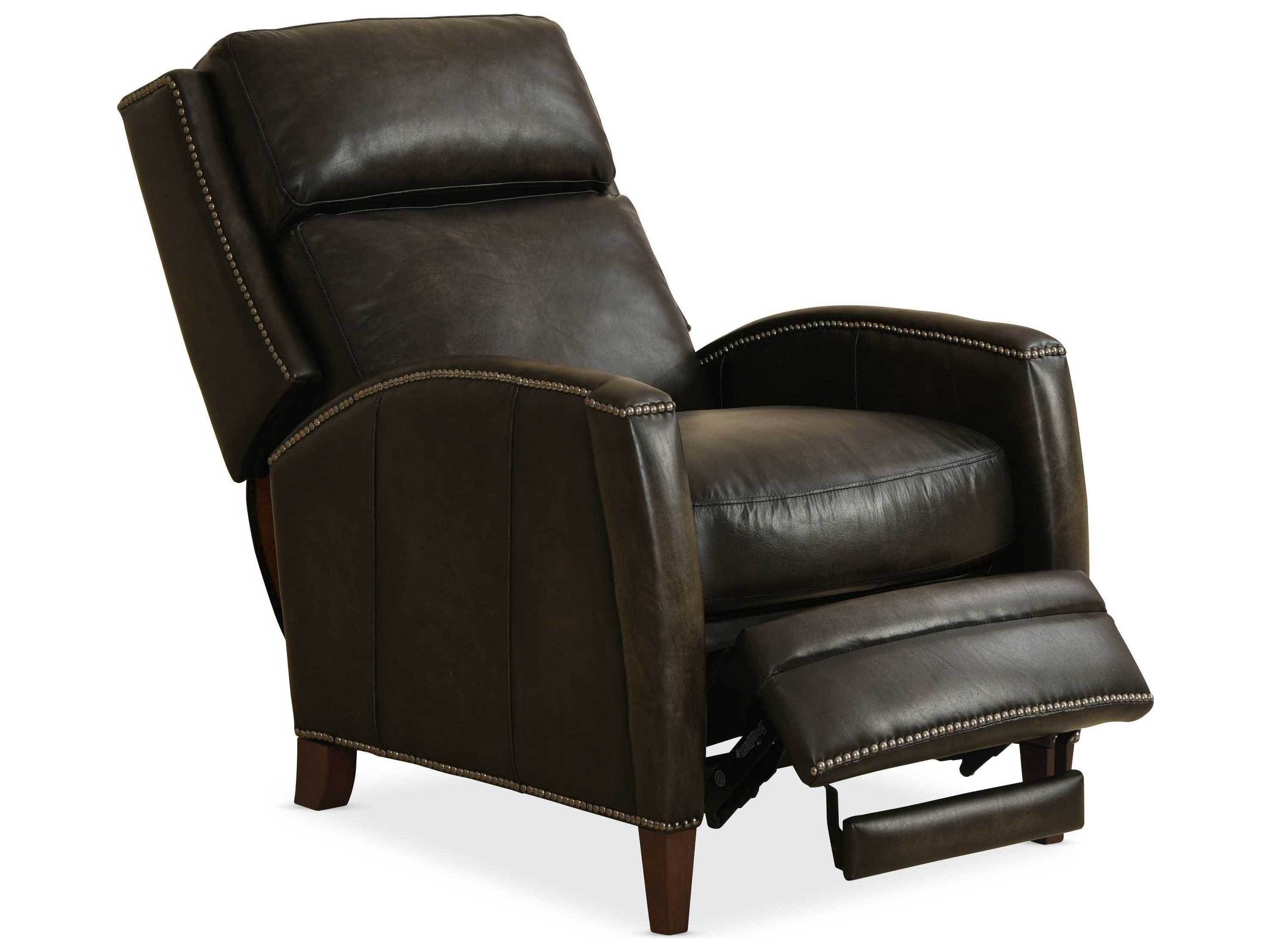 Luxecor Declan Manual Push Back Brindisi Trinita Dark Wood Brown Leather Recliner