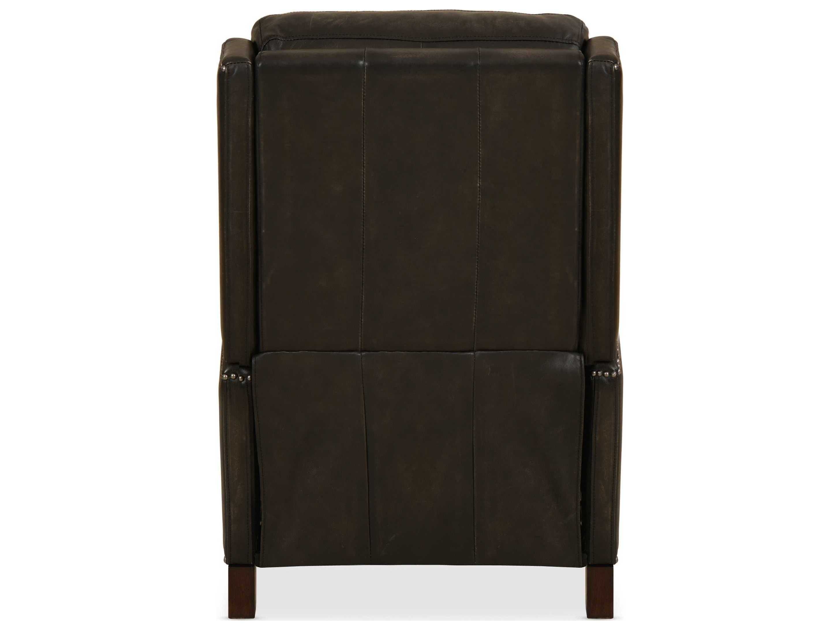 Luxecor Declan Manual Push Back Brindisi Trinita Dark Wood Brown Leather Recliner