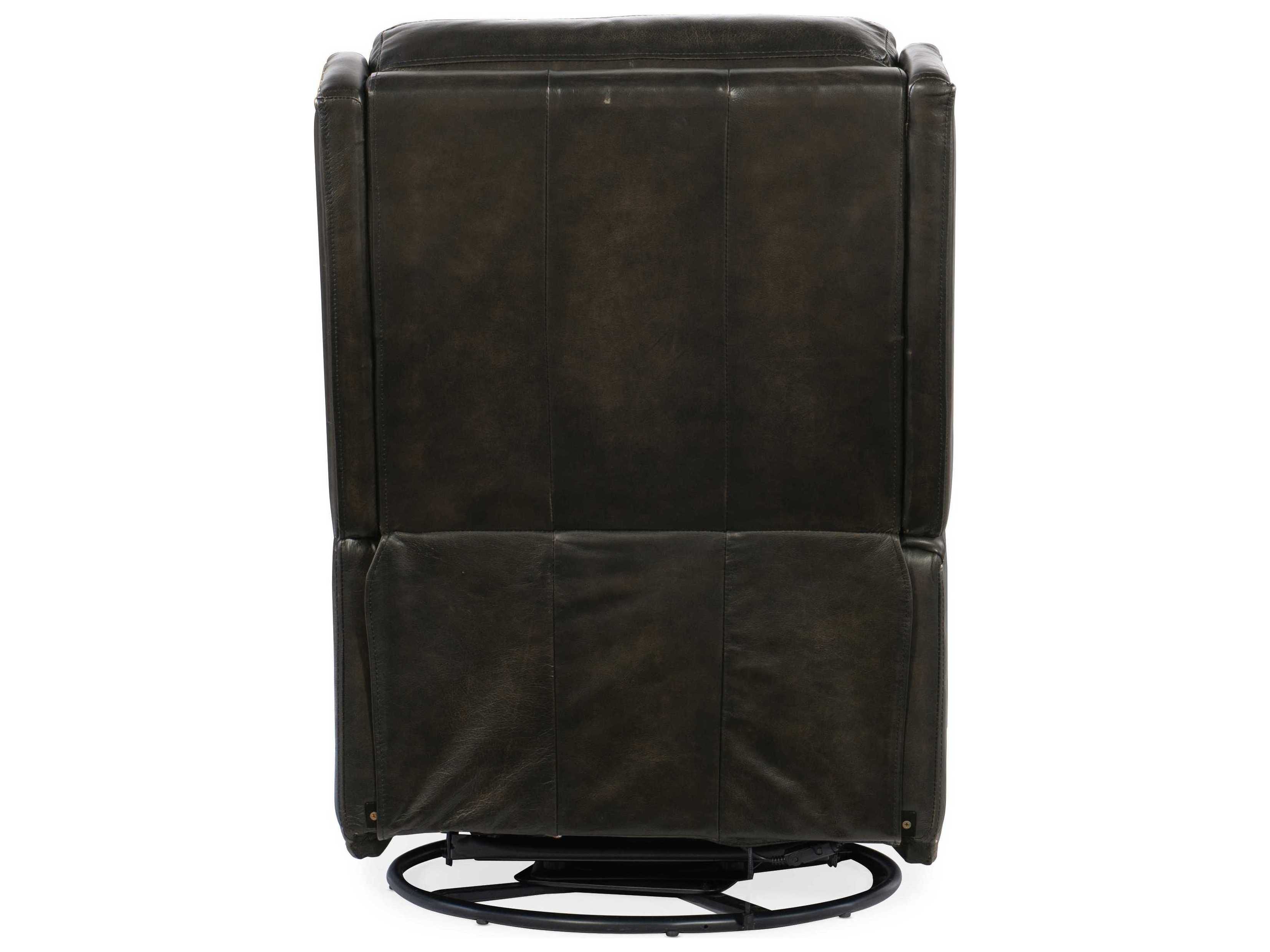 Luxecor Declan Power Swivel Glider Brindisi Trinita Black Leather Recliner