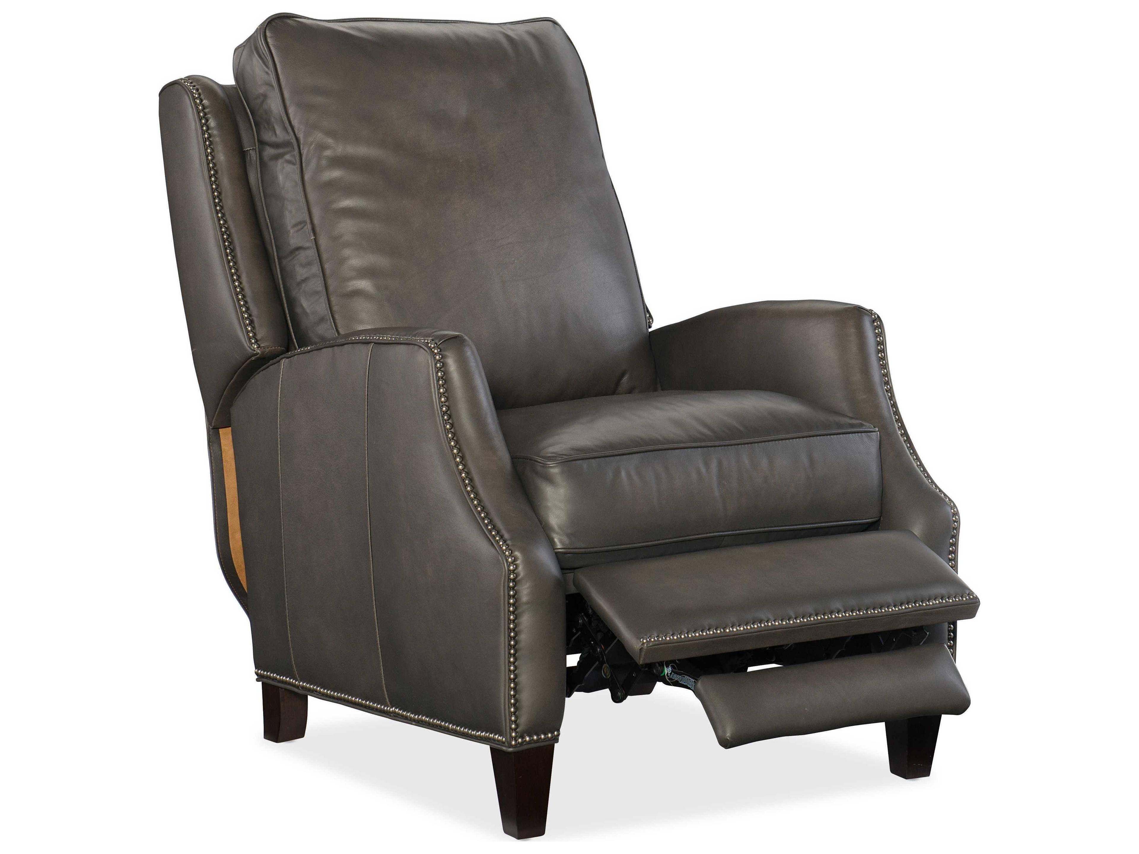 Luxecor Kerley Manual Push Back Sarzana Castle Dark Wood Gray Leather Recliner