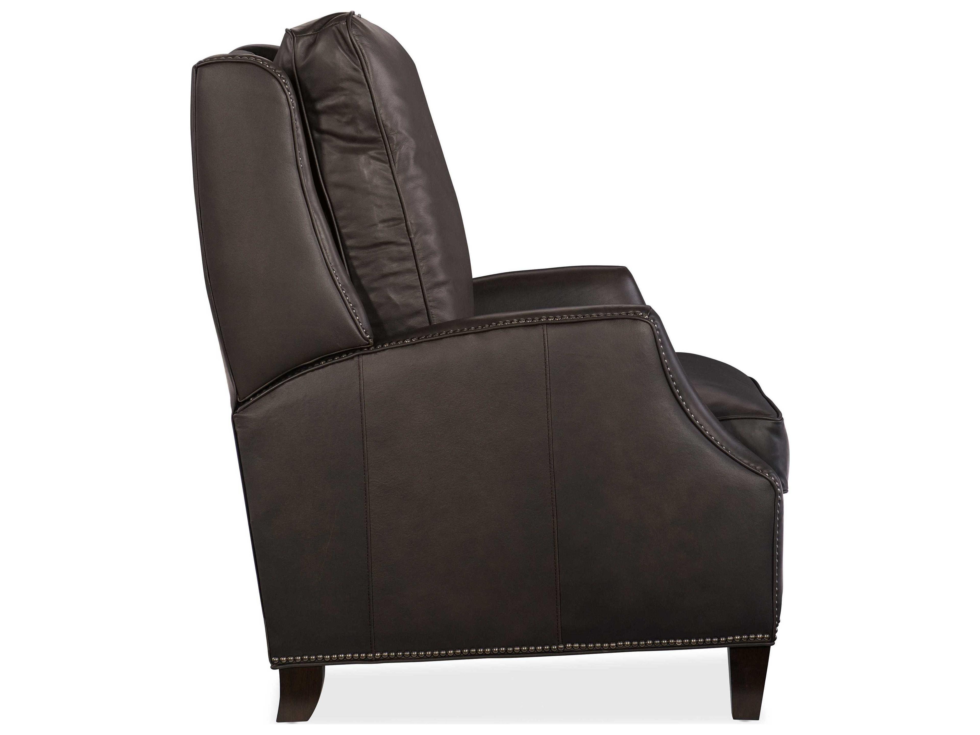 Luxecor Kerley Manual Push Back Sarzana Castle Dark Wood Gray Leather Recliner