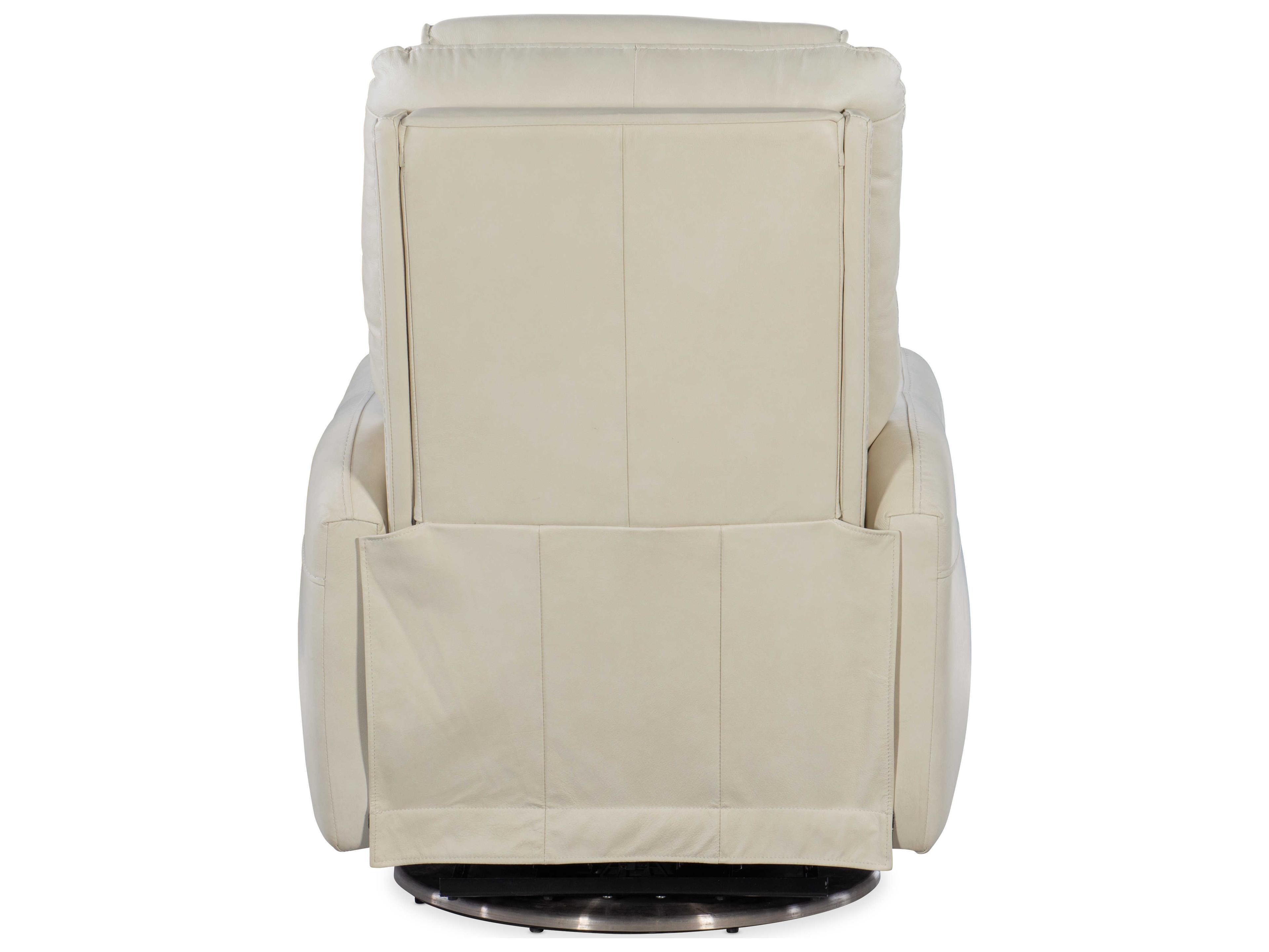 Luxecor Steffen Swivel Power Aline Snow White Leather Recliner with Headrest