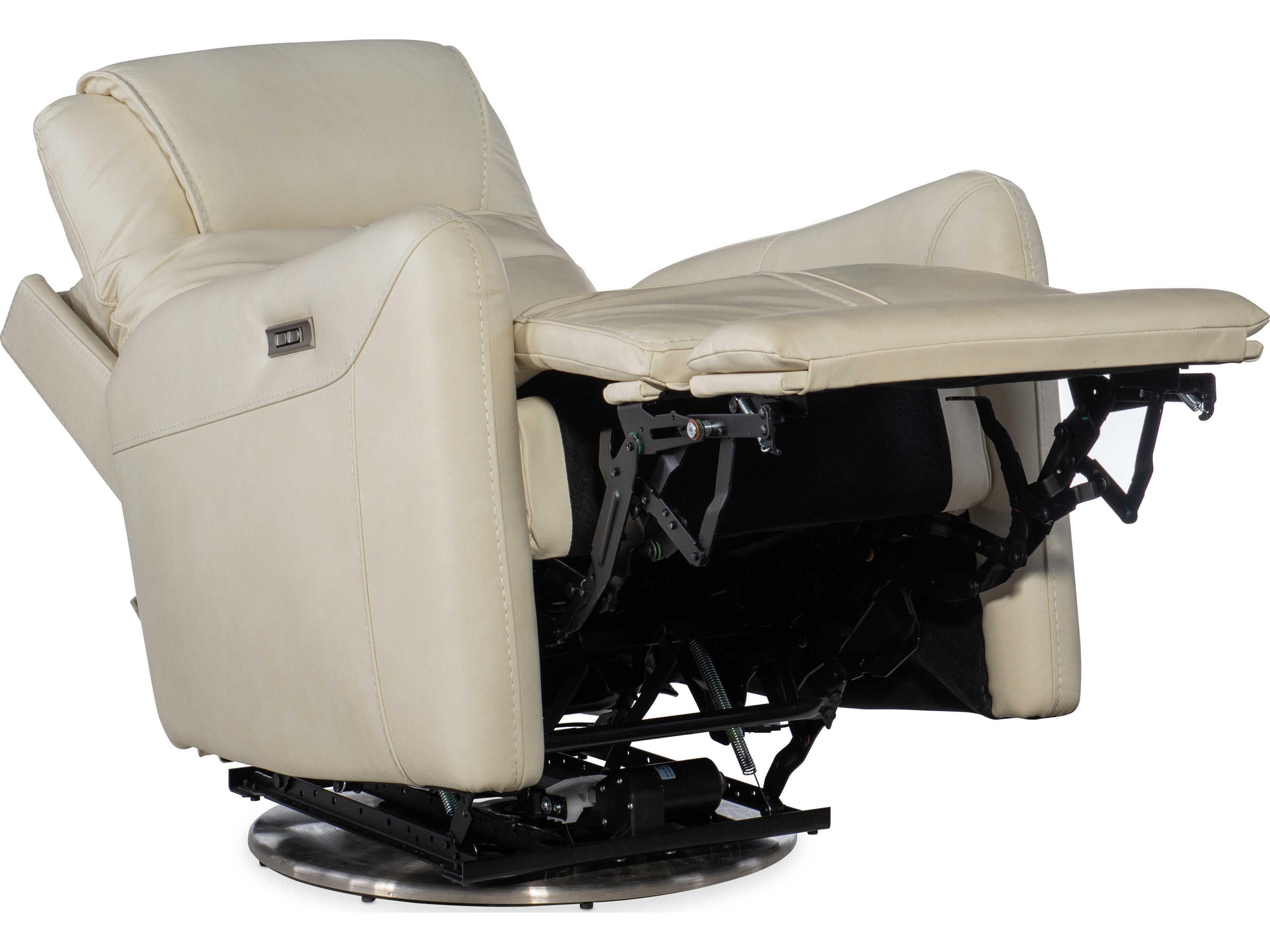Luxecor Steffen Swivel Power Aline Snow White Leather Recliner with Headrest