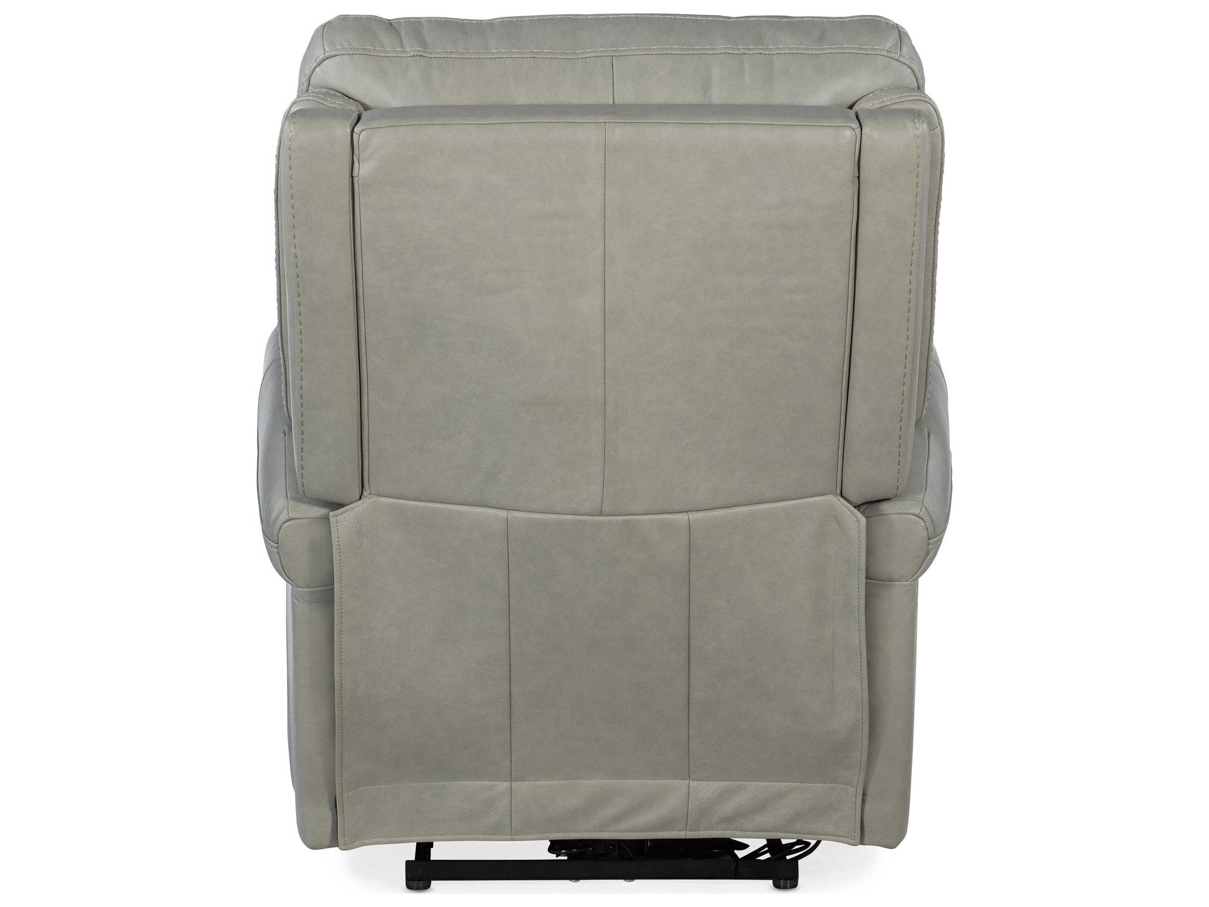 Hooker Furniture Carroll Power Milton Fog Gray Leather Recliner with Headrest and Lumbar