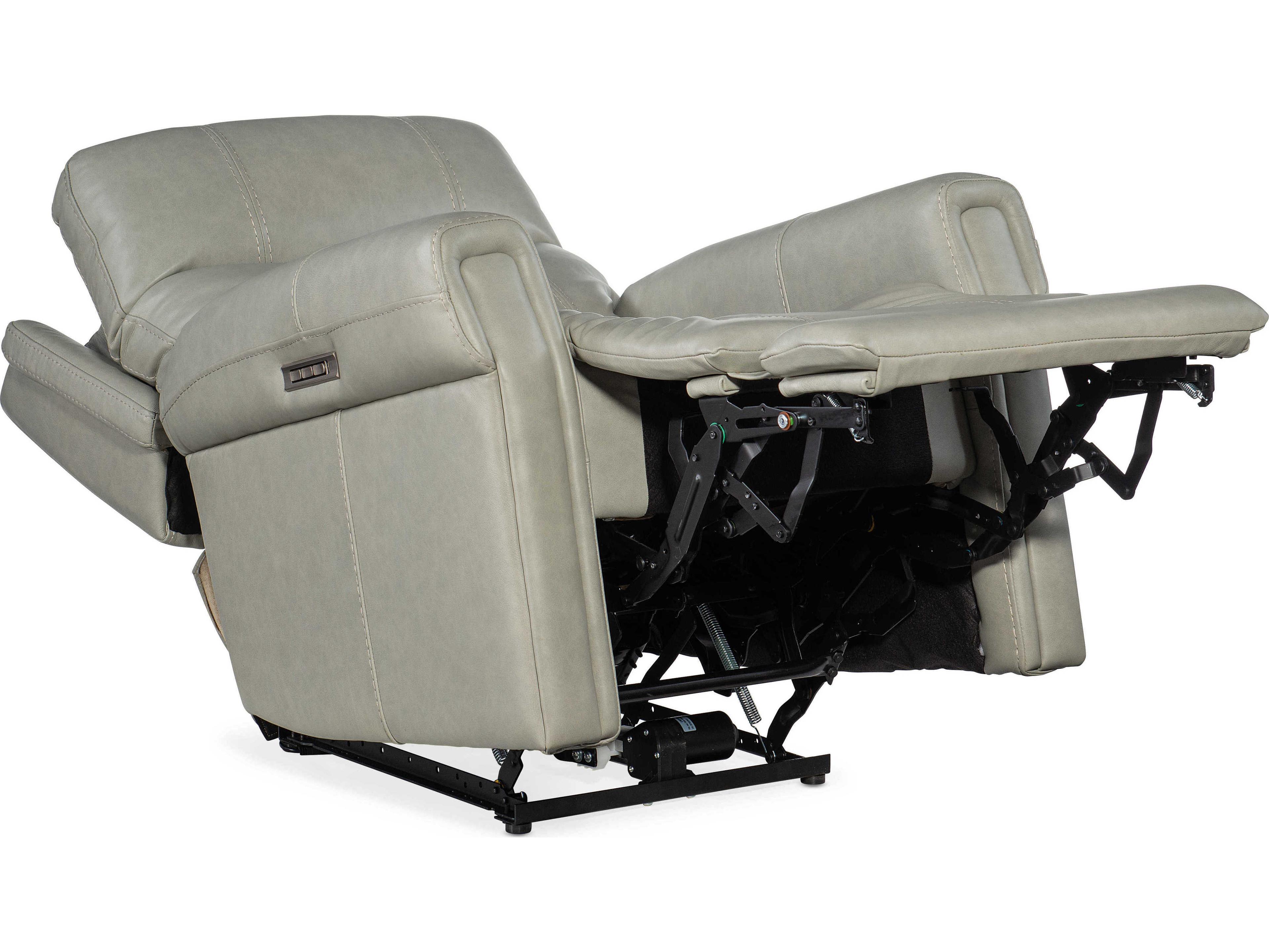 Hooker Furniture Carroll Power Milton Fog Gray Leather Recliner with Headrest and Lumbar